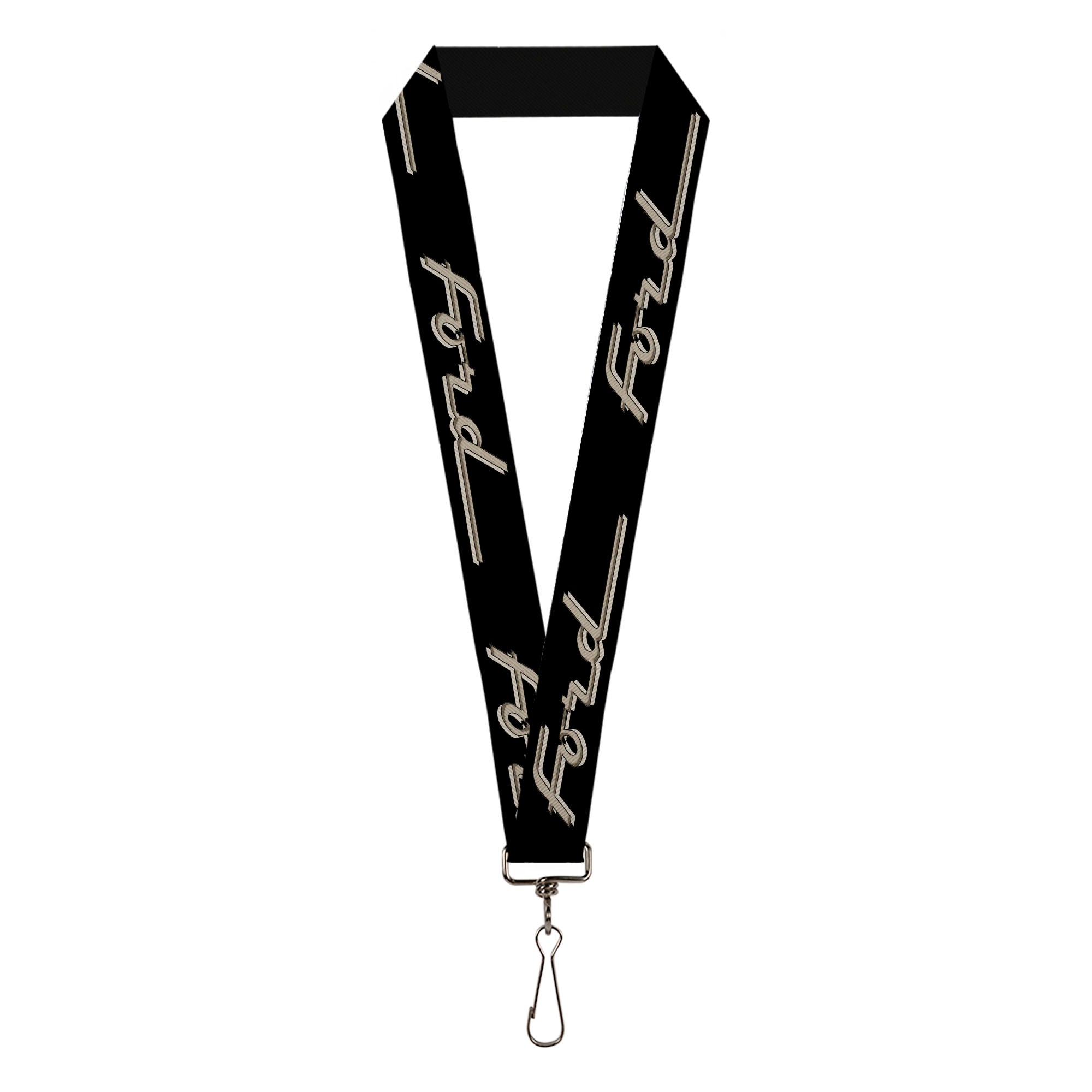 Lanyard - 1.0" - FORD F-100 Script Black Tan-Gray Lanyards Ford