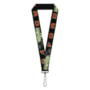 Lanyard - 1.0" - FORD Classic Ford Trucks Vertical Stripe Black Grays Green Red Lanyards Ford