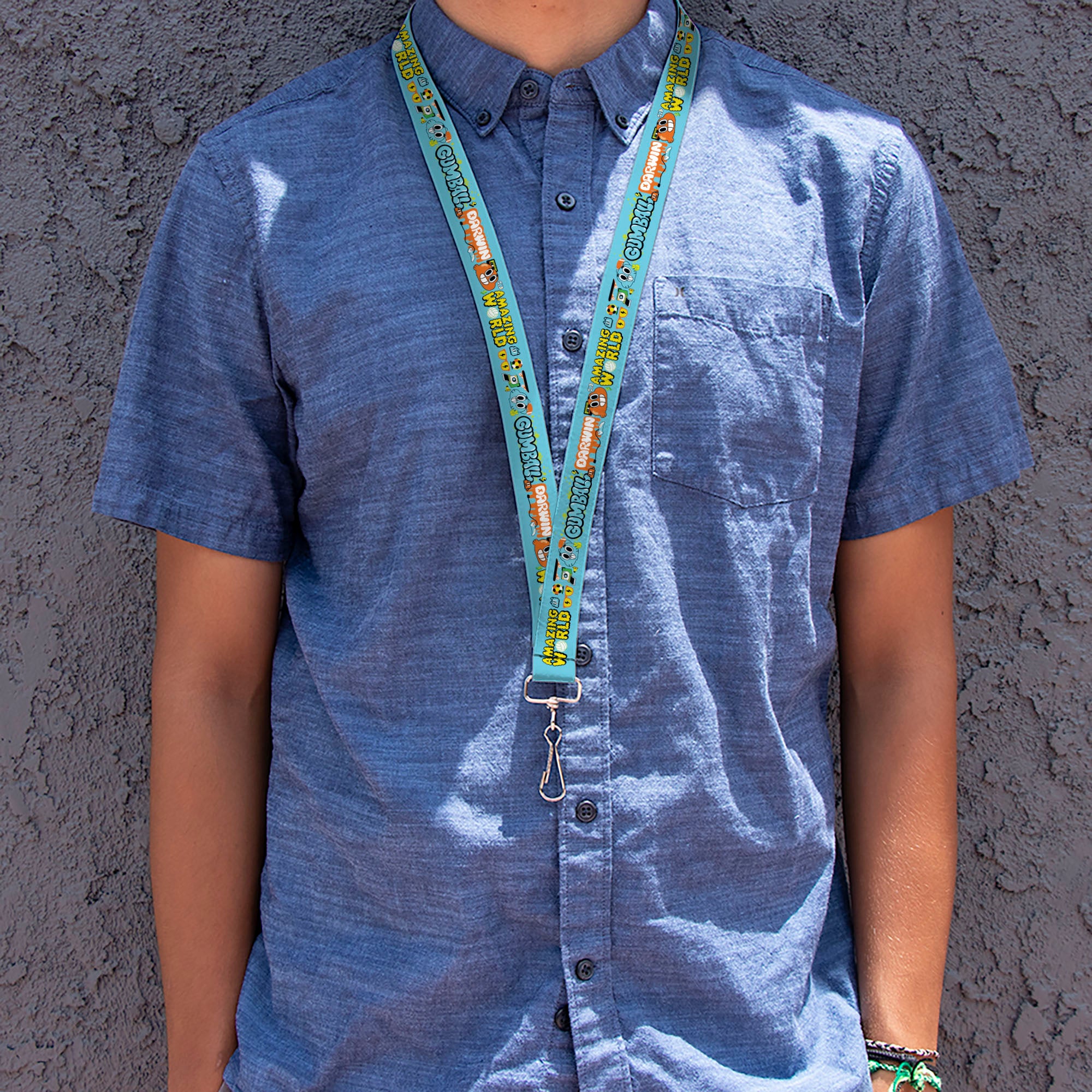 Lanyard - 1.0" - THE AMAZING WORLD GUMBALL and DARWIN Icons Blue Lanyards The Amazing World of Gumball