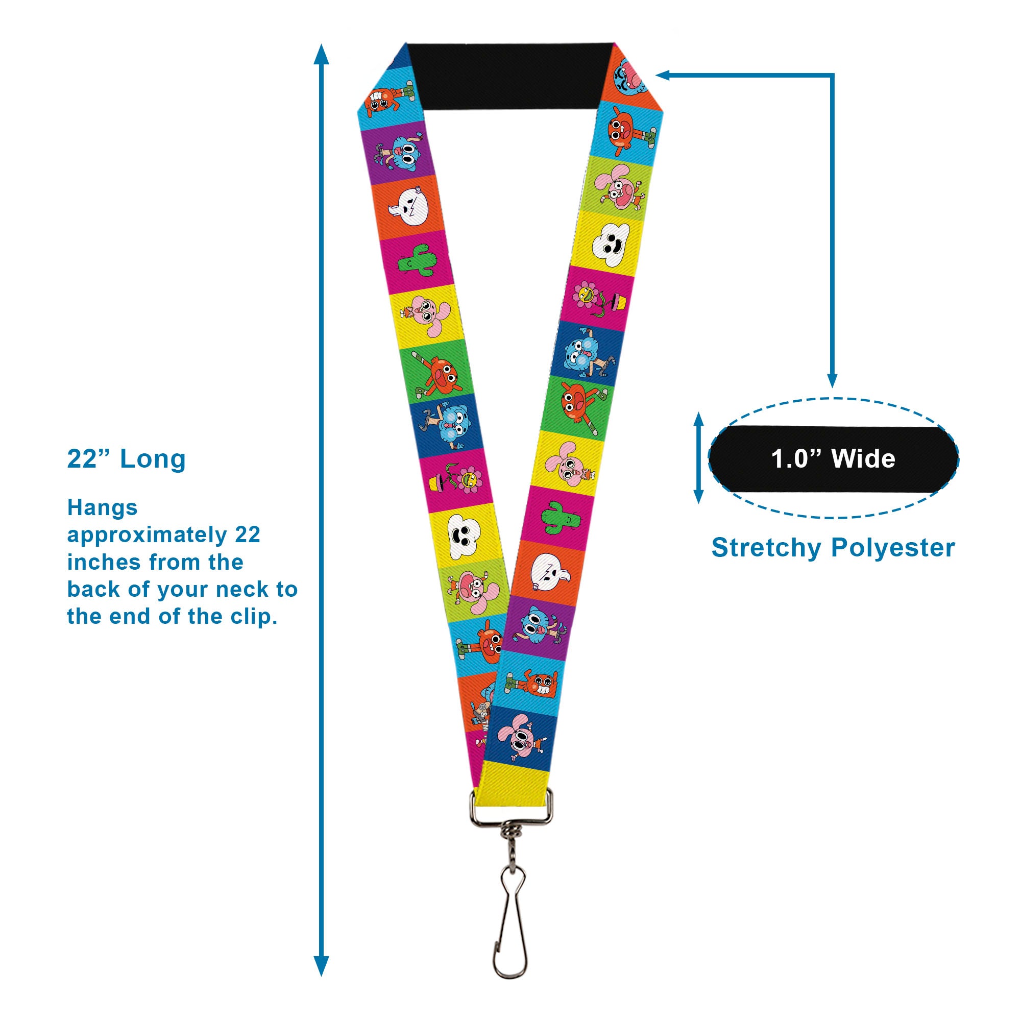 Lanyard - 1.0" - The Amazing World of Gumball Character Pose Blocks Multi Color Lanyards The Amazing World of Gumball