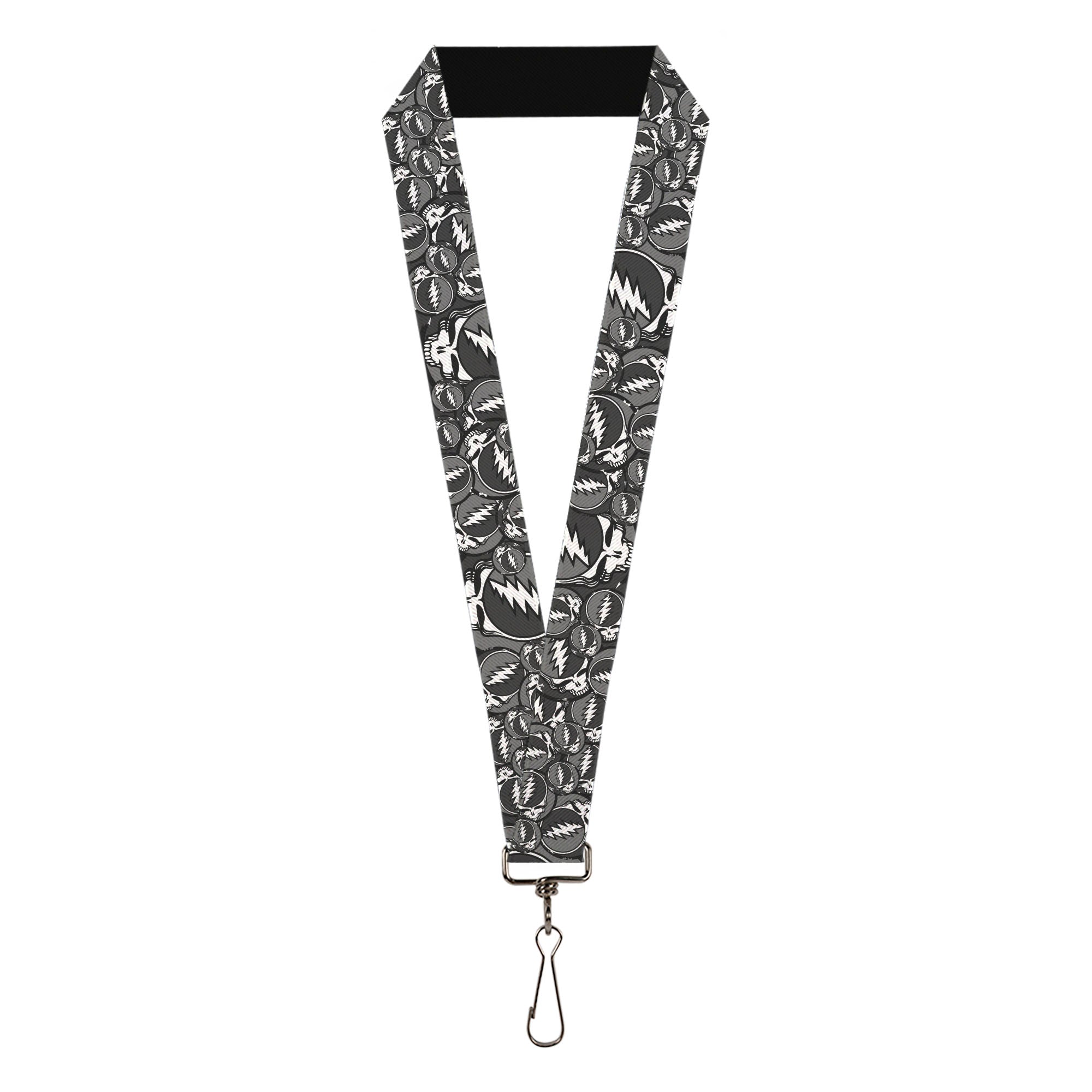 Lanyard - 1.0" - Steal Your Face Stacked Gray Lanyards Grateful Dead