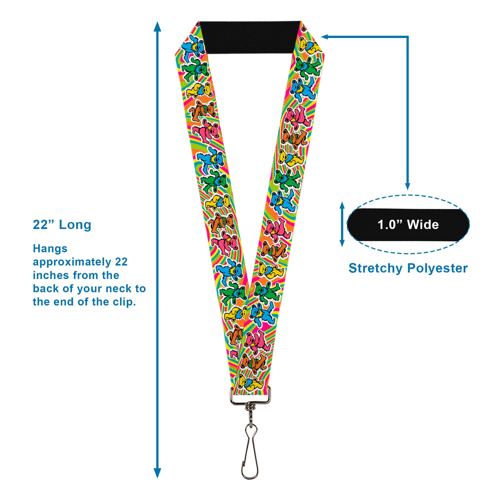 Lanyard - 1.0" - Grateful Dead Dancing Bears Swirl Multi Color Lanyards Grateful Dead