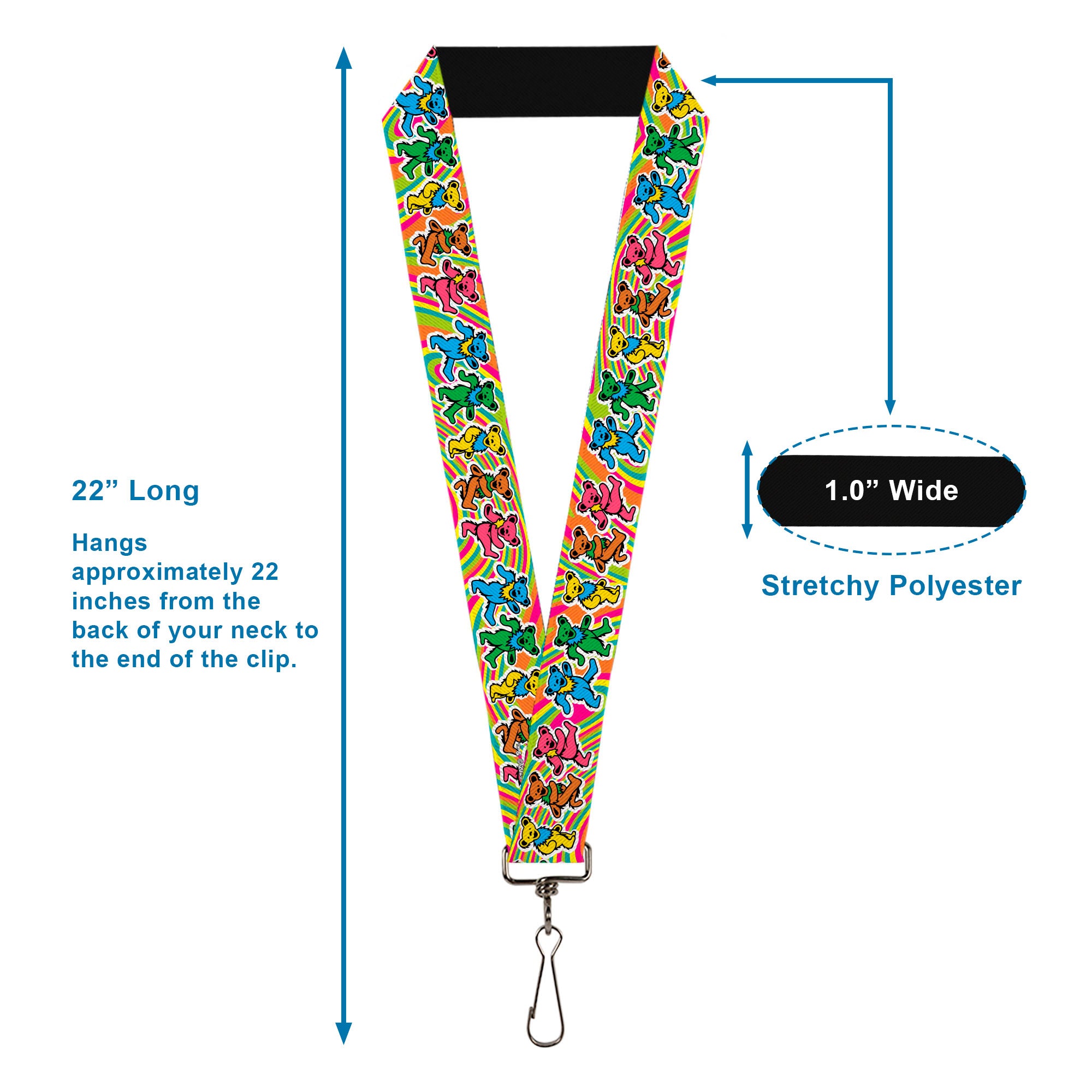 Lanyard - 1.0" - Grateful Dead Dancing Bears Swirl Multi Color Lanyards Grateful Dead