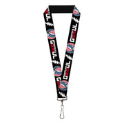 Lanyard - 1.0" - GRATEFUL DEAD Text with Steal Your Face Stars and Stripes Logo Black/White/Red/Blue Lanyards Grateful Dead