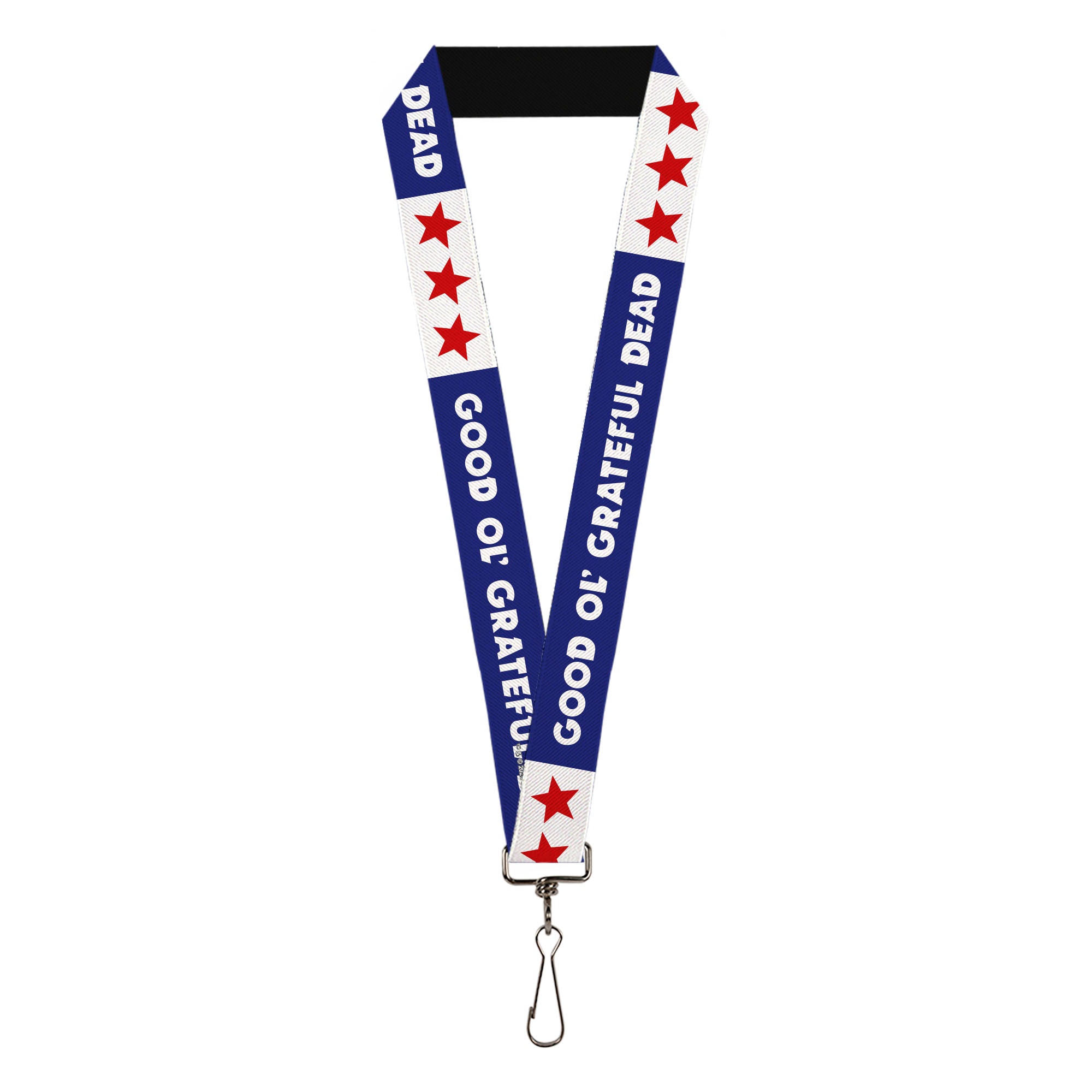 Lanyard - 1.0" - GOOD OL' GRATEFUL DEAD Text and Stars Blue/White/Red Lanyards Grateful Dead