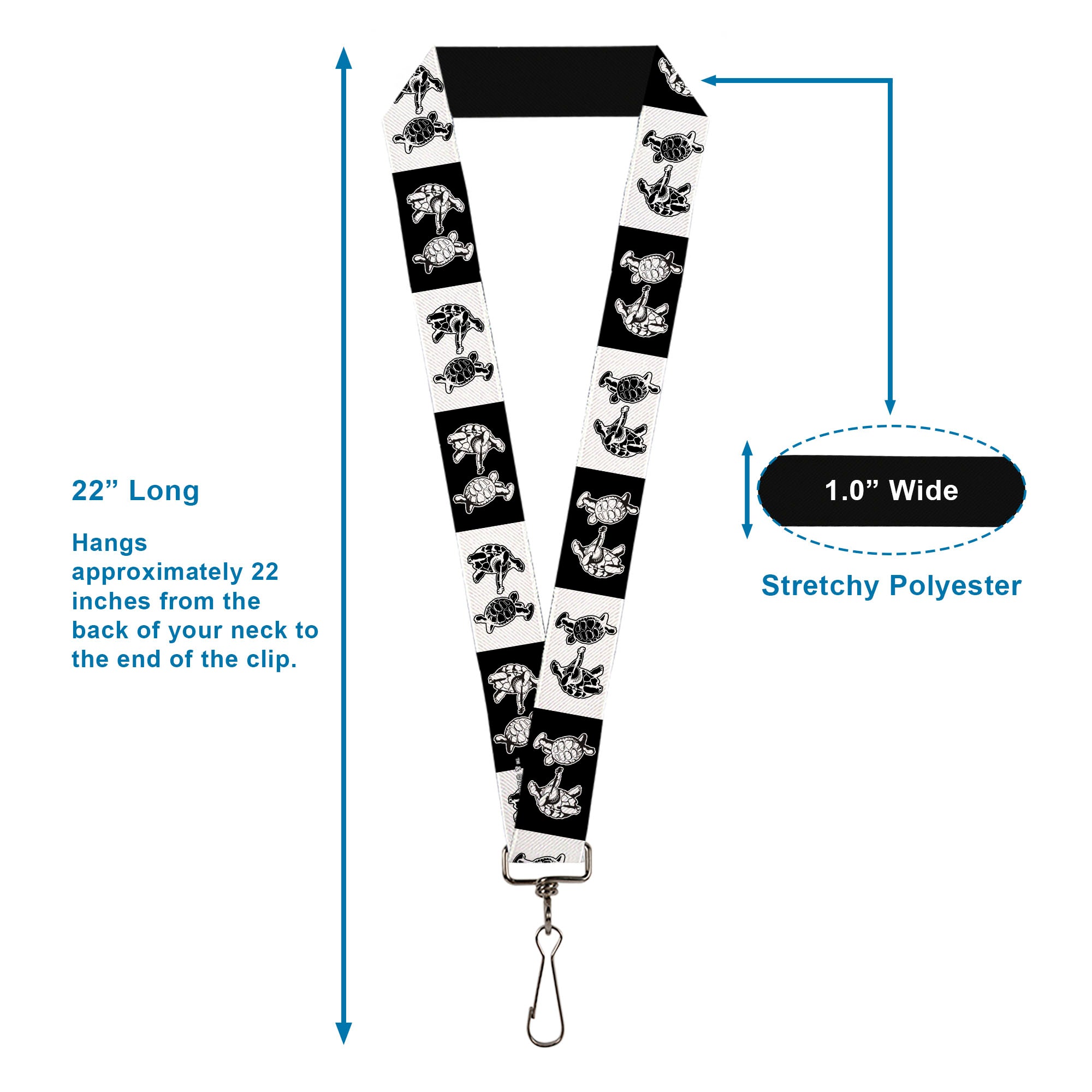 Lanyard - 1.0" - Grateful Dead Dancing Terrapin Blocks Black/White Lanyards Grateful Dead