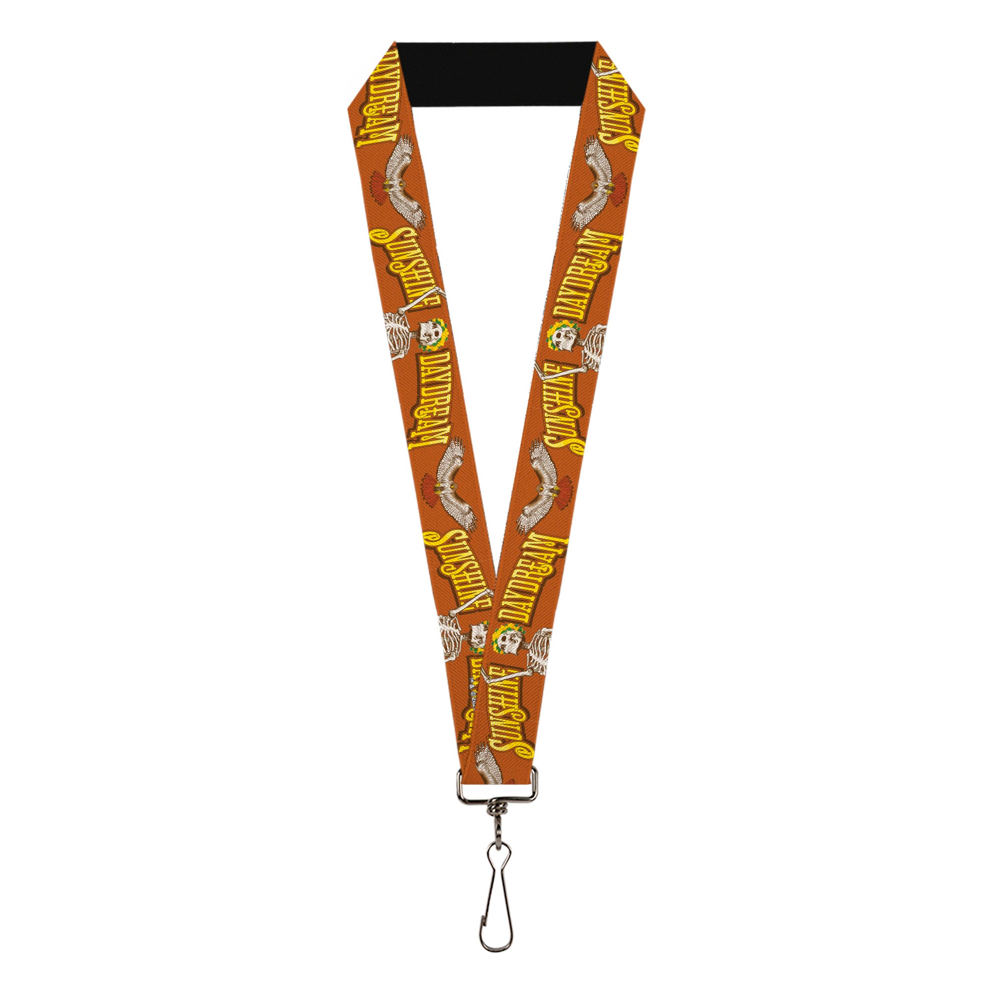 Lanyard - 1.0" - Grateful Dead SUNSHINE DAYDREAM Skeleton Orange Lanyards Grateful Dead