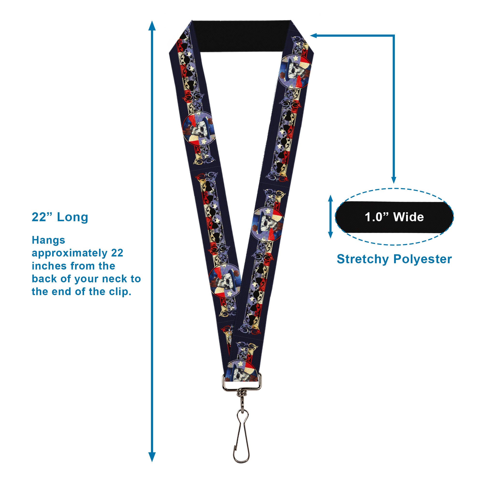 Lanyard - 1.0" - Grateful Dead Dave's Picks Skeleton Americana Bonus Art Lanyards Grateful Dead