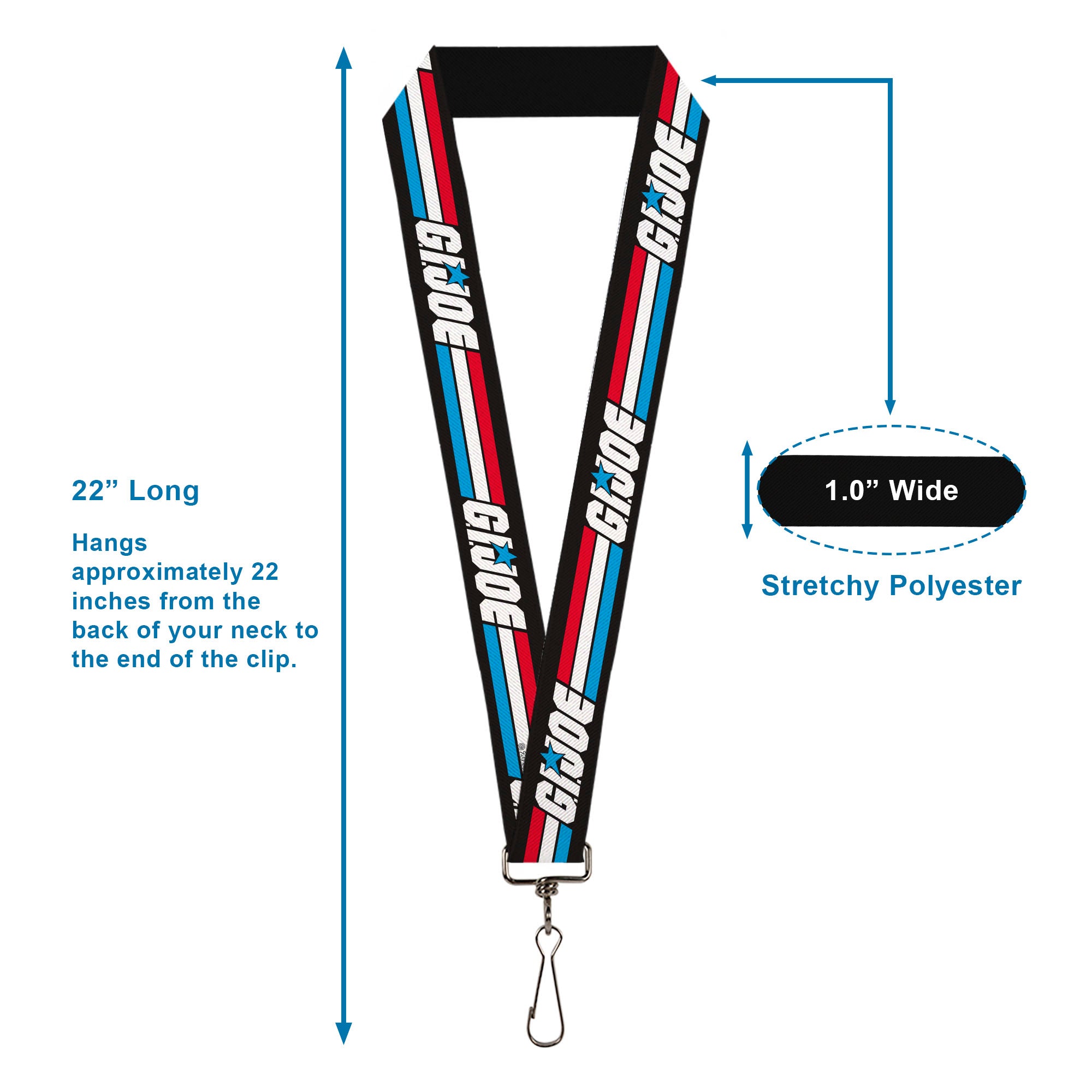 Lanyard - 1.0" - GI JOE Title Logo Stripe Black/Red/White/Blue Lanyards GI Joe