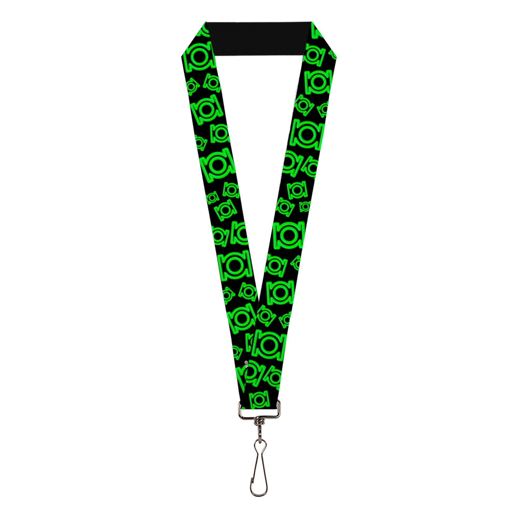 Lanyard - 1.0" - Electric Green Lantern Logo Scattered Black Green Lanyards DC Comics