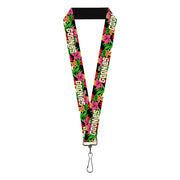 Lanyard - 1.0" - THE GOONIES Title Logo Hawaiian Shirt Print Black/Pinks Lanyards The Goonies