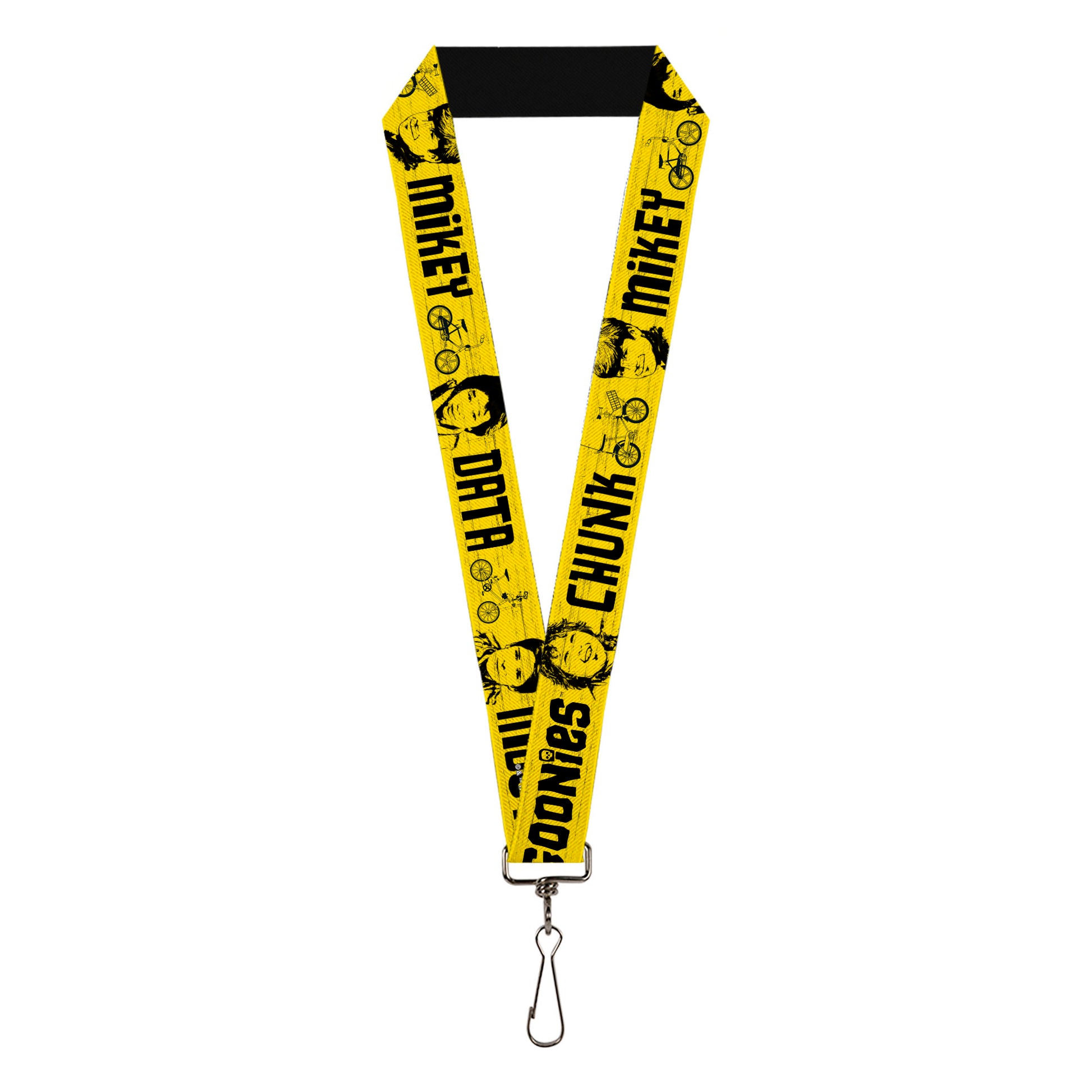 Lanyard - 1.0" - THE GOONIES CHUNK MIKEY DATA MOUTH Icons and Title Logo Yellow/Black Lanyards The Goonies