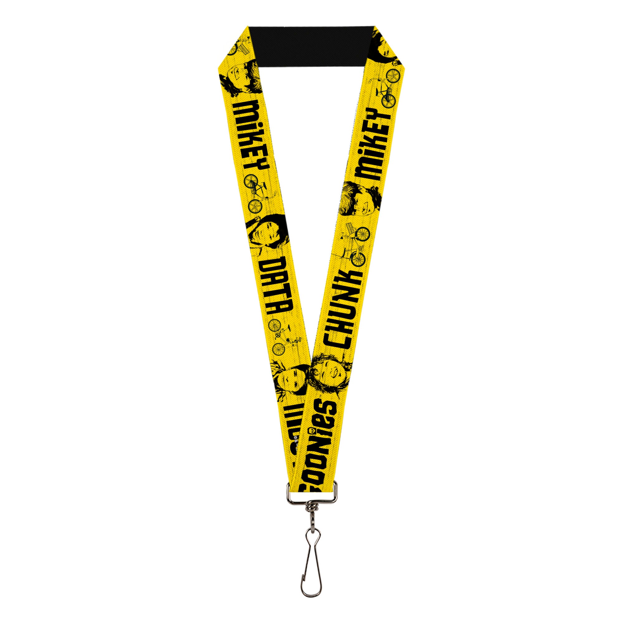 Lanyard - 1.0" - THE GOONIES CHUNK MIKEY DATA MOUTH Icons and Title Logo Yellow/Black Lanyards The Goonies