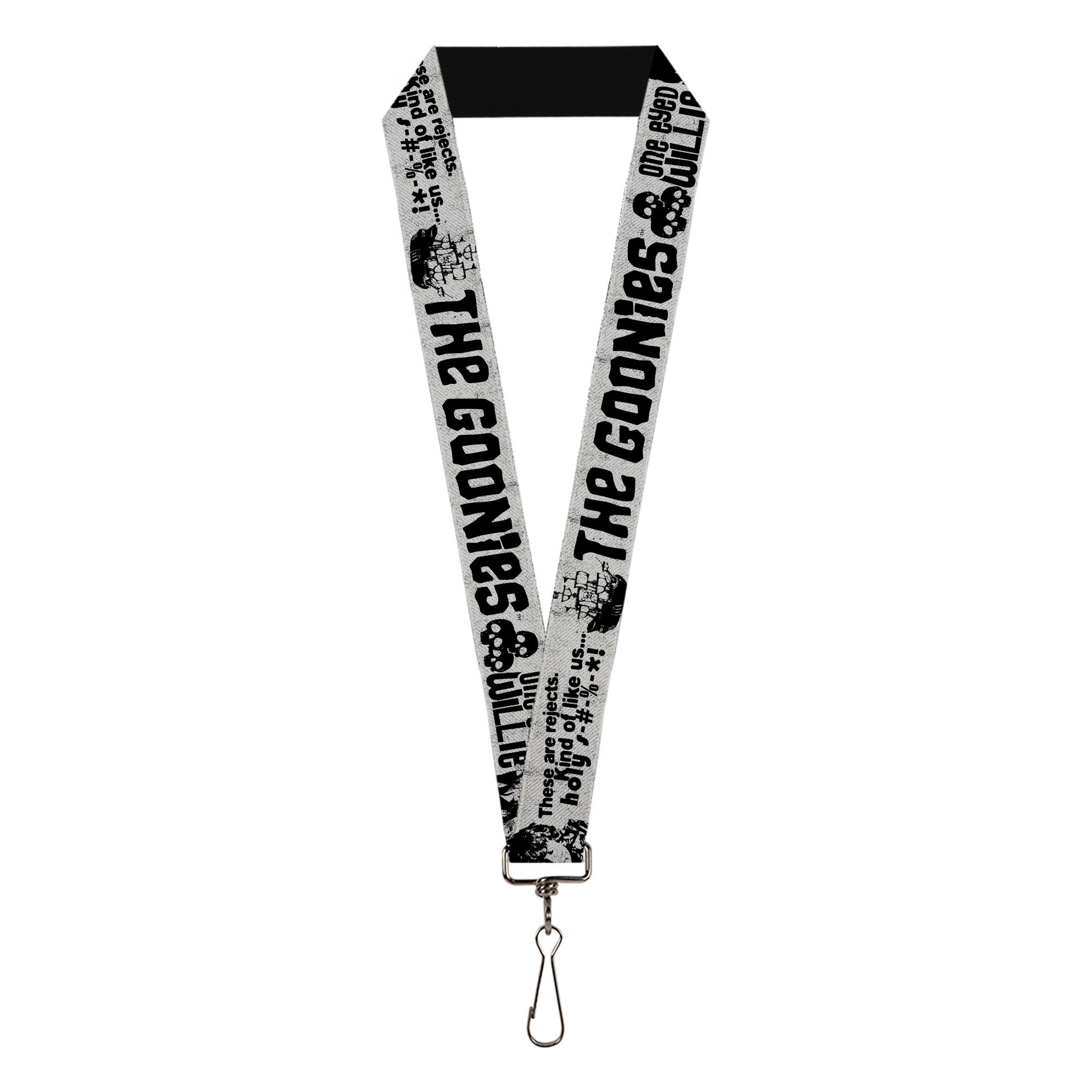 Lanyard - 1.0" - THE GOONIES Quotes and Icons Collage Gray/Black Lanyards The Goonies
