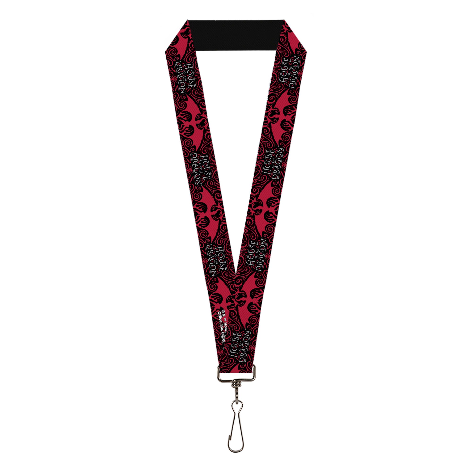 Lanyard - 1.0" - HOUSE OF THE DRAGON Dragon Icon Black Red White Lanyards House of the Dragon