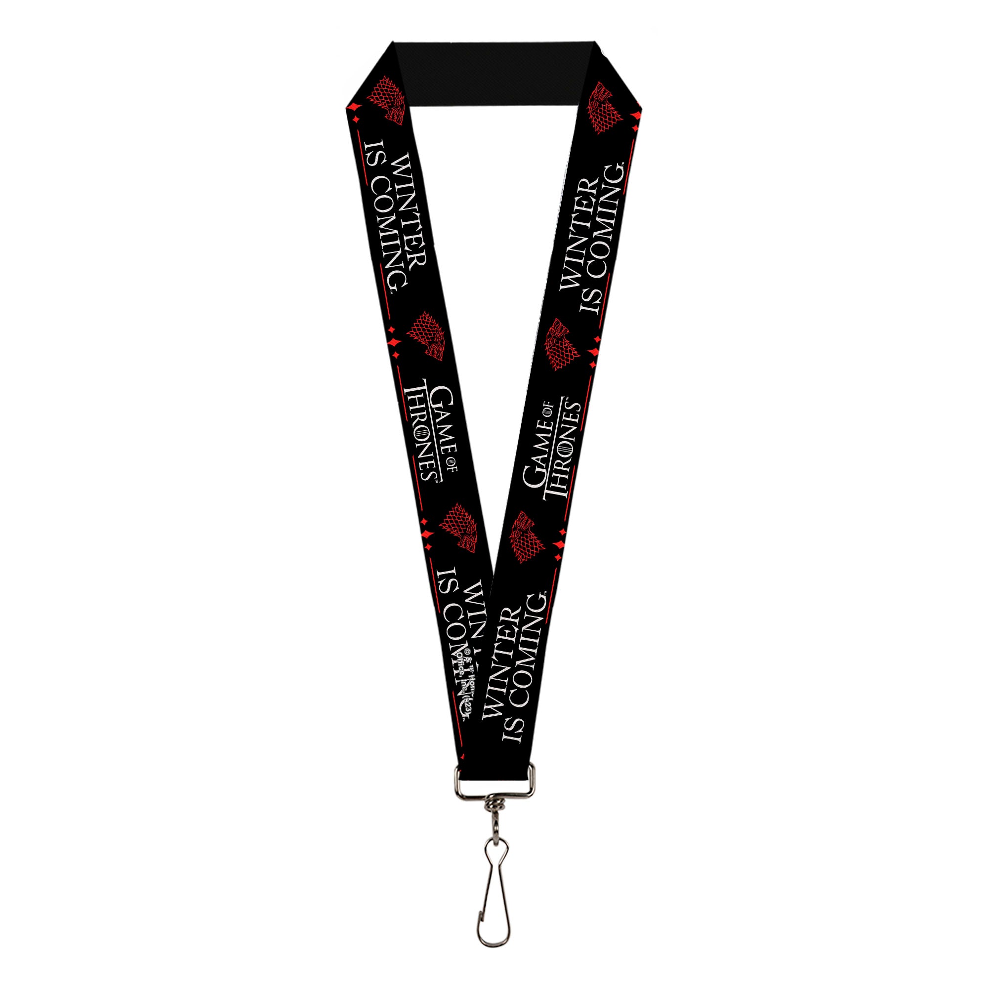 Lanyard - 1.0" - GAME OF THRONES WINTER IS COMING Stark Sigil Black/White/Red Lanyards Game of Thrones