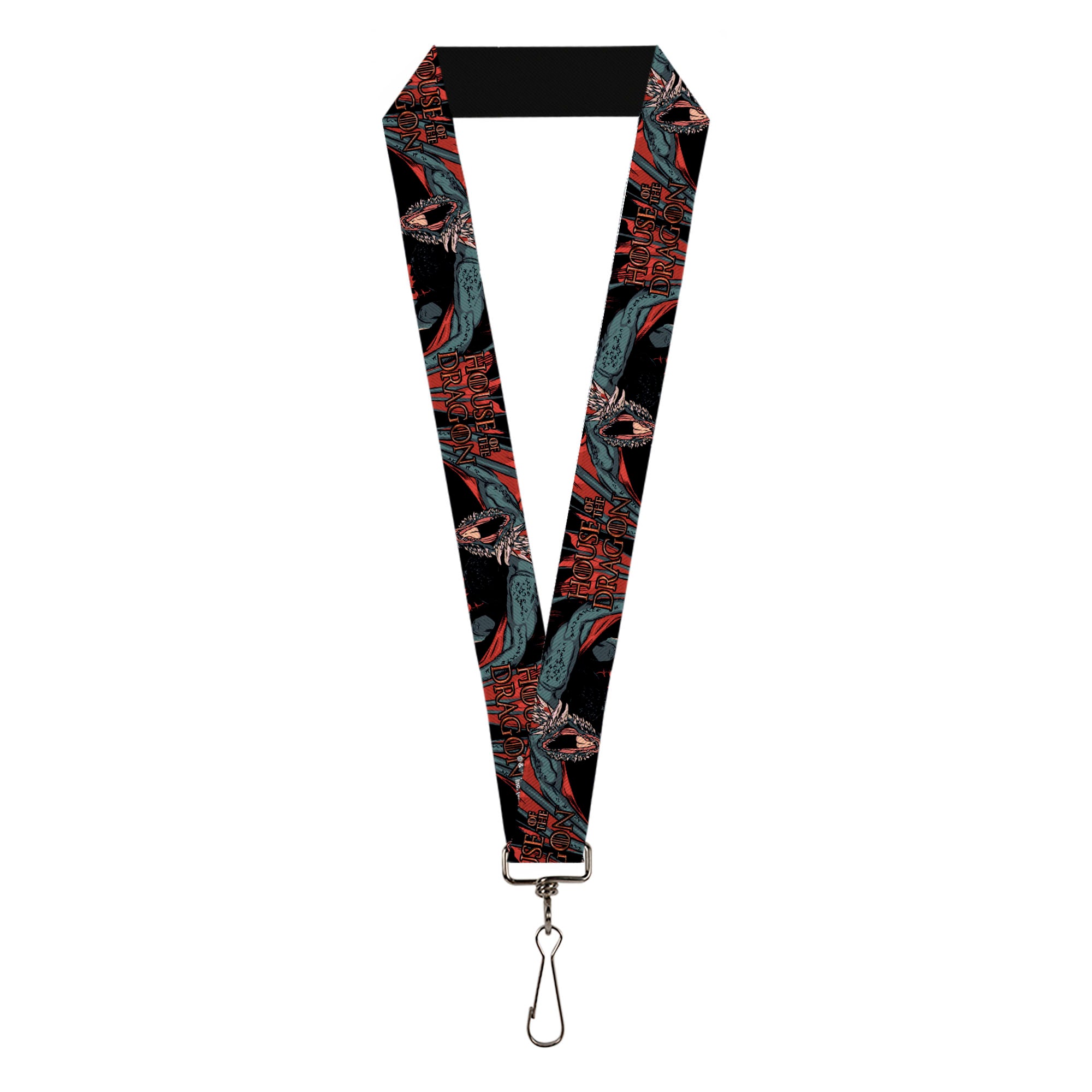 Lanyard - 1.0" - HOUSE OF THE DRAGON Drogon Roar and Title Logo Black/Grays/Reds Lanyards House of the Dragon
