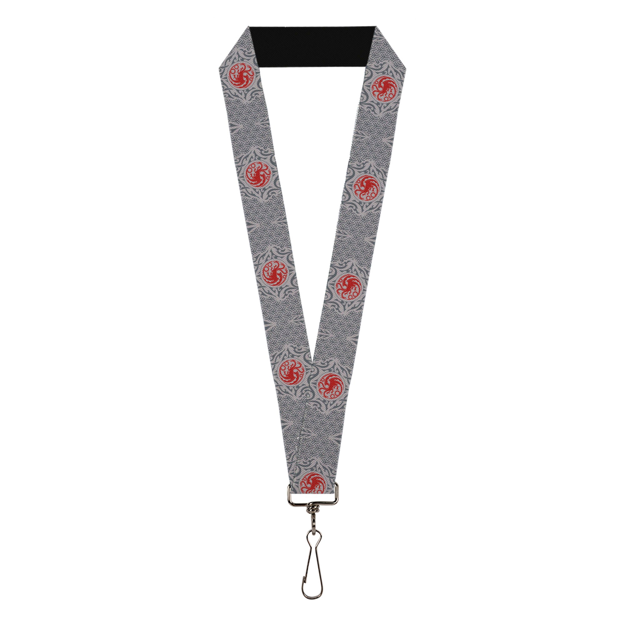 Lanyard - 1.0" - House of the Dragon Targaryen Sigil Four-Legged Dragon Grays/Red Lanyards House of the Dragon