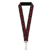 Lanyard - 1.0" - House of the Dragon Targaryen Sigil Four-Legged Dragon Black/Red/Grays Lanyards House of the Dragon