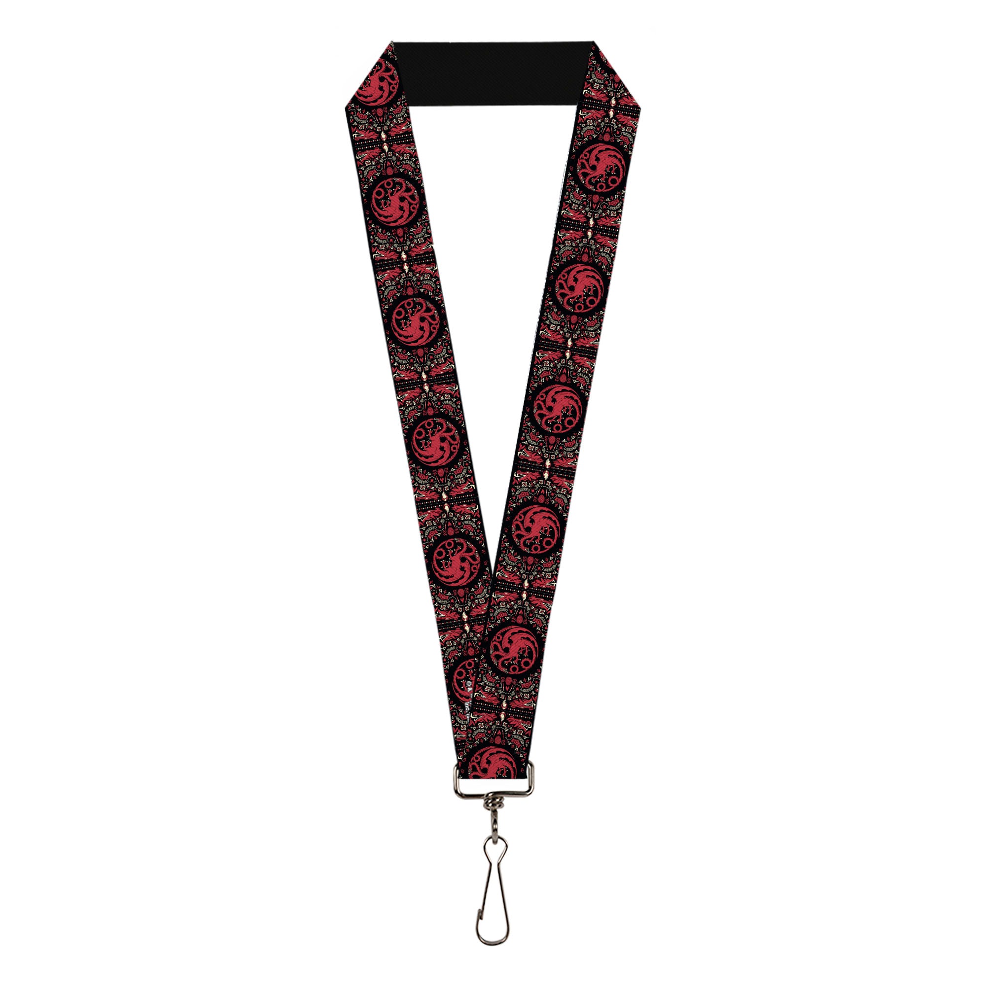 Lanyard - 1.0" - House of the Dragon Targaryen Sigil Four-Legged Dragon Black/Red/Grays Lanyards House of the Dragon