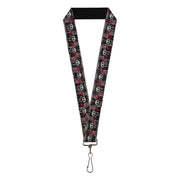 Lanyard - 1.0" - Skelanimals Five Animals and Face Logo Plaid Black/Red/White Lanyards Skelanimals