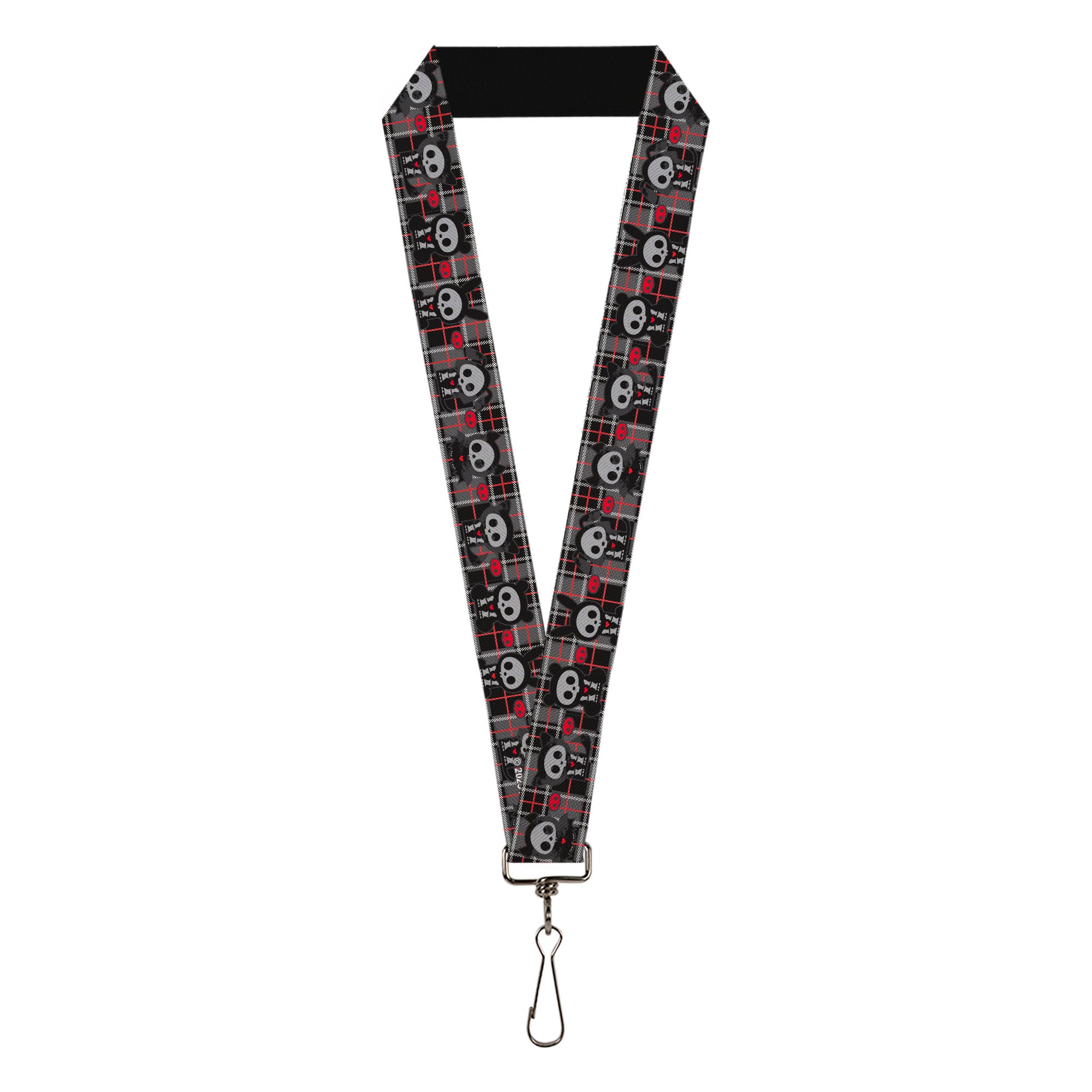 Lanyard - 1.0" - Skelanimals Five Animals and Face Logo Plaid Black/Red/White Lanyards Skelanimals