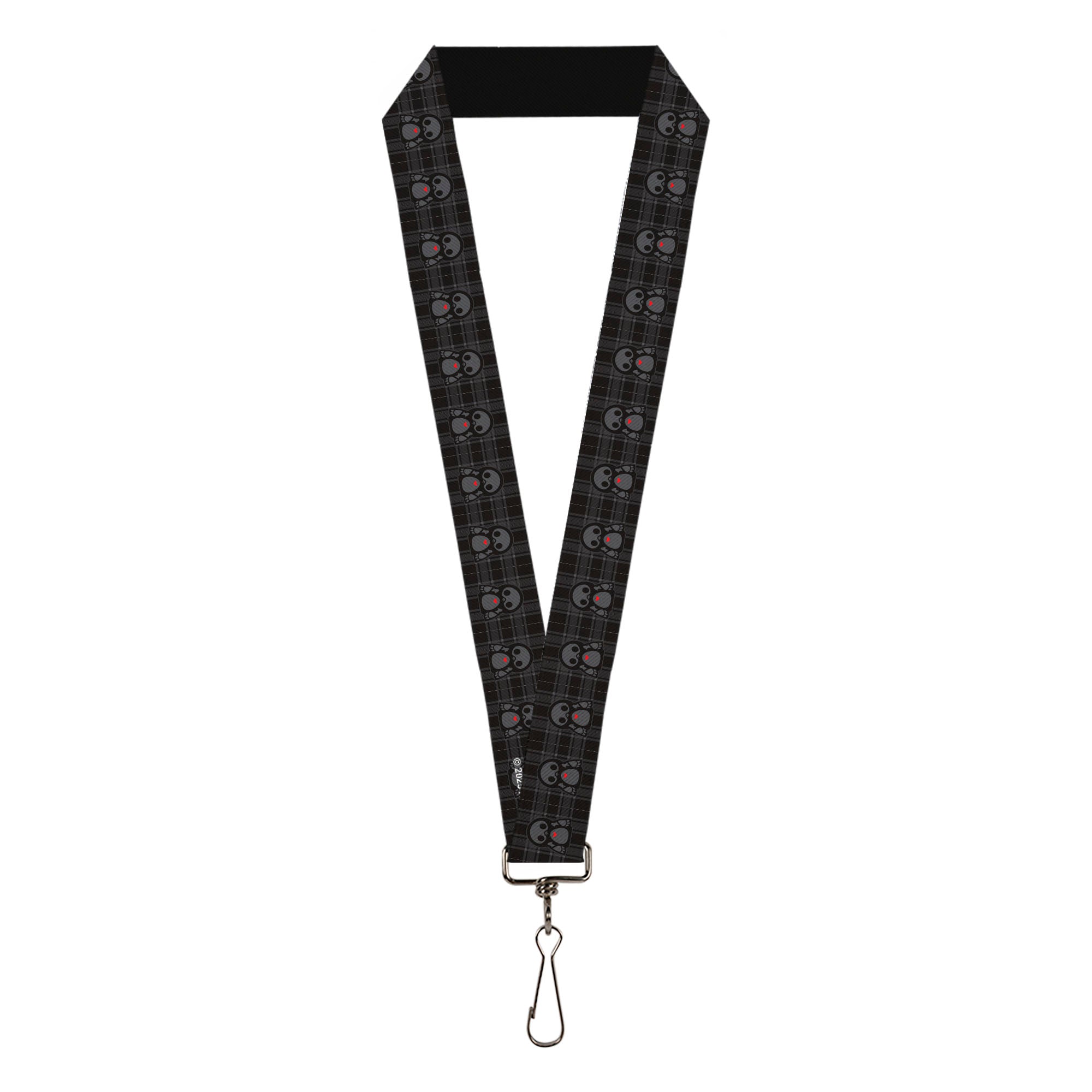 Lanyard - 1.0" - Skelanimals Pen the Penguin Pose Plaid Grays/Black Lanyards Skelanimals
