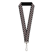Lanyard - 1.0" - Skelanimals Face Logo and Heart Black/White/Red Lanyards Skelanimals