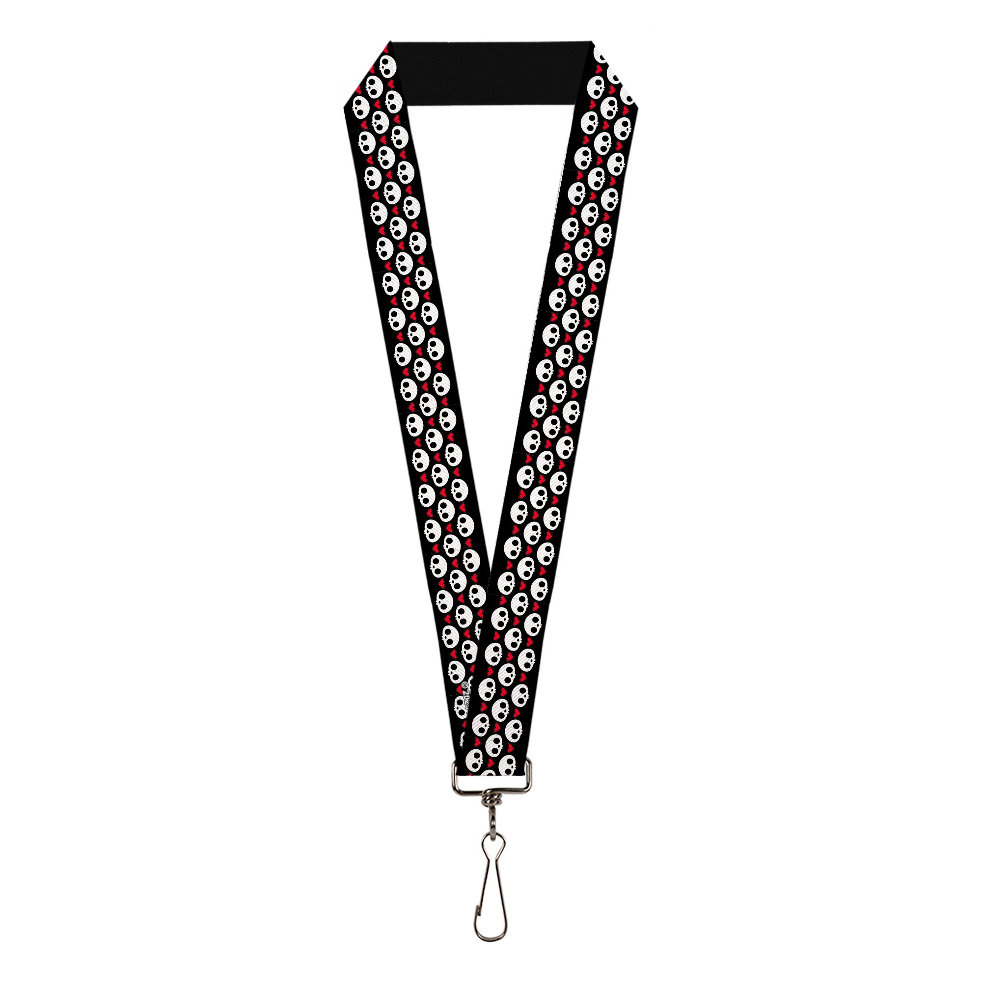 Lanyard - 1.0" - Skelanimals Face Logo and Heart Black/White/Red Lanyards Skelanimals