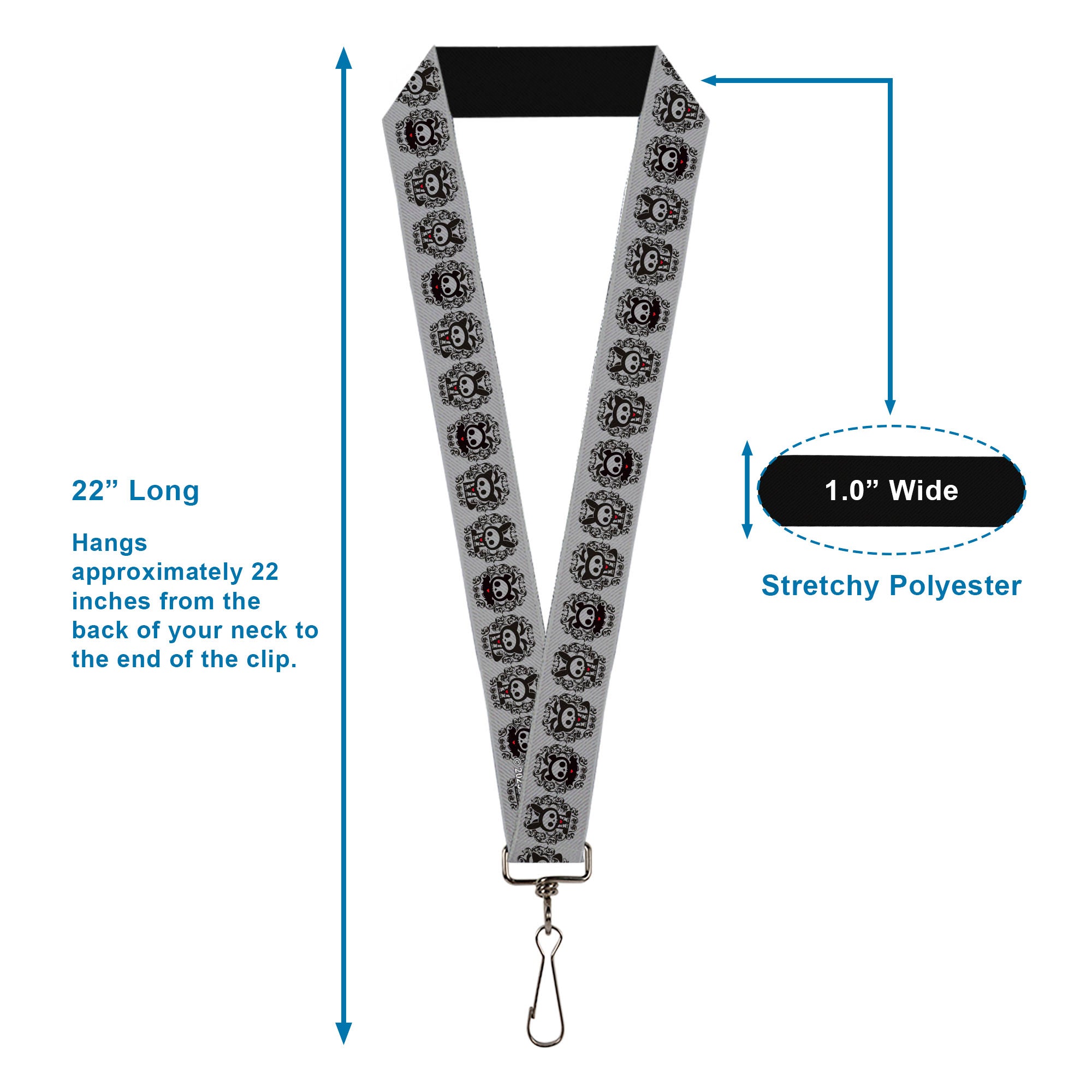 Lanyard - 1.0" - Skelanimals Diego Jack Kits Portraits Gray/Black Lanyards Skelanimals