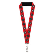 Lanyard - 1.0" - Skelanimals Face Logo Plaid Red/Black/White Lanyards Skelanimals