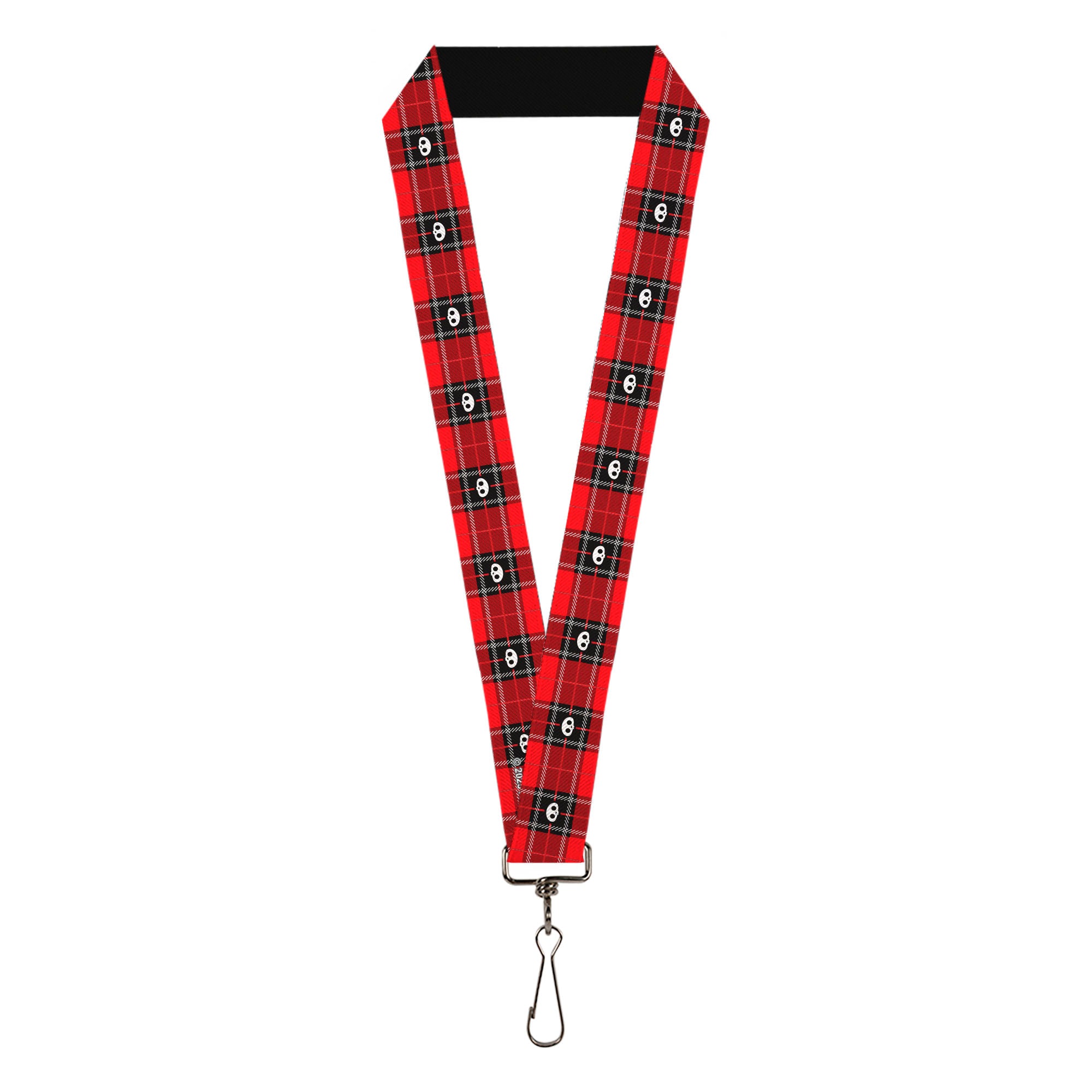 Lanyard - 1.0" - Skelanimals Face Logo Plaid Red/Black/White Lanyards Skelanimals