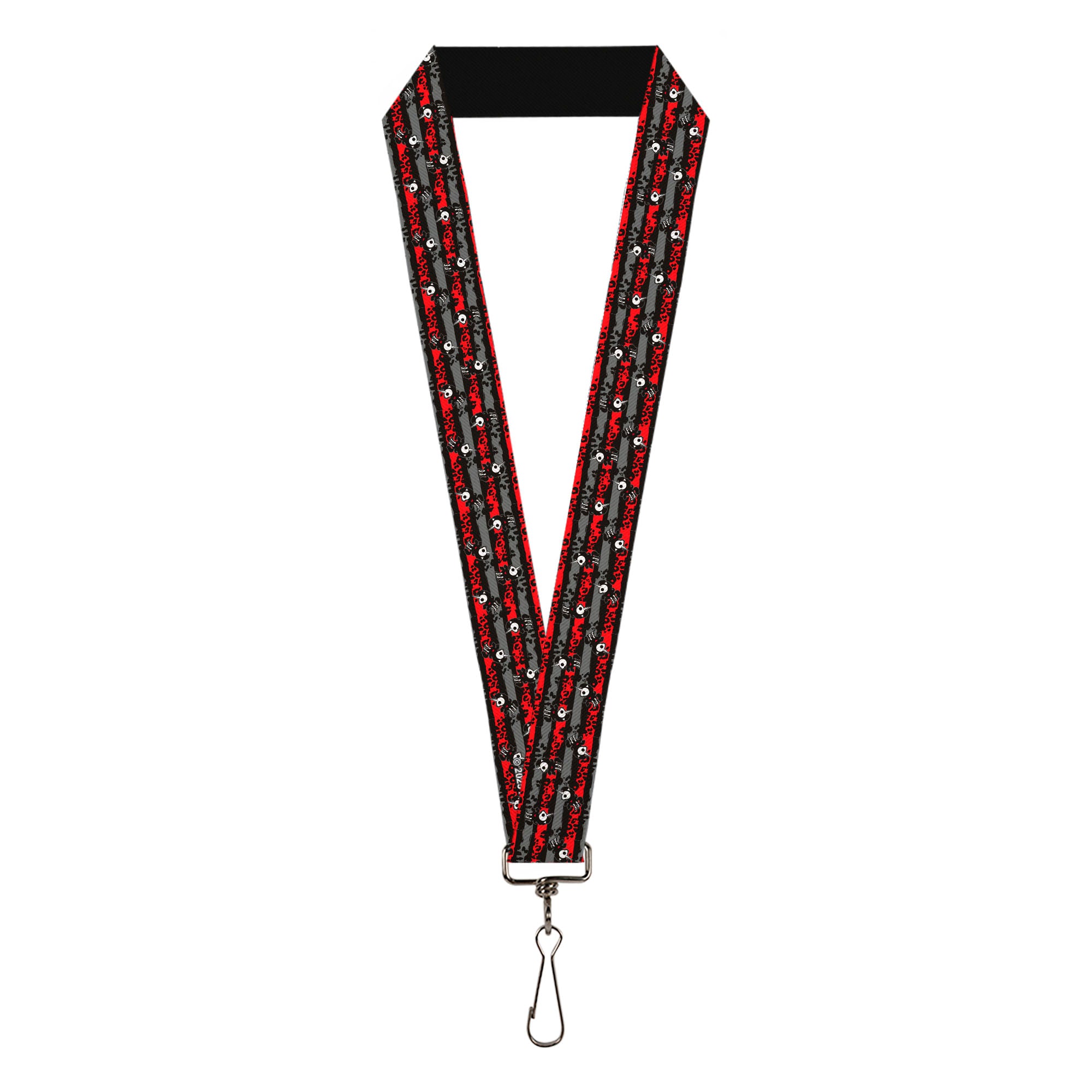 Lanyard - 1.0" - Skelanimals Bonita the Unicorn Poses Stripe Black/Red/Gray Lanyards Skelanimals