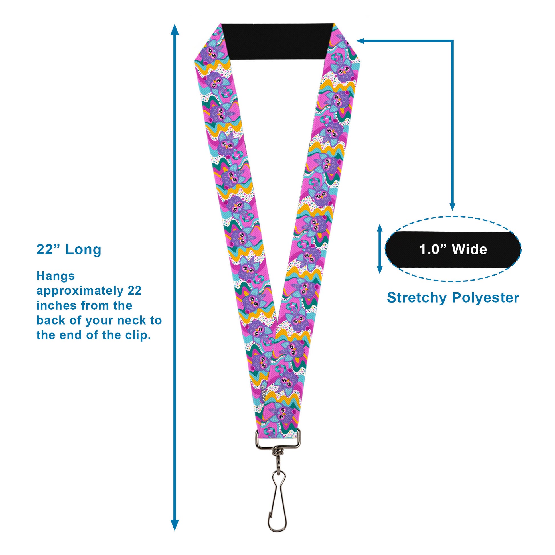 Lanyard - 1.0" - Furby Purple Dancing Pose Collage Multi Color Lanyards Furby