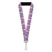Lanyard - 1.0" - Furby Purple Dancing Pose Collage Multi Color Lanyards Furby