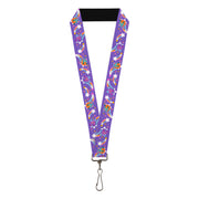 Lanyard - 1.0" - Furby Orange and Purple Jumping Rainbow Slide Black/Multi Color Lanyards Furby