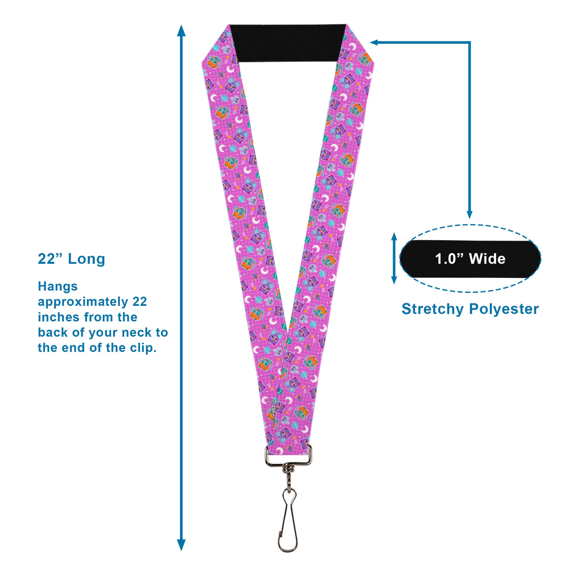 Lanyard - 1.0" - Furby and Furblets Galaxy Grid Collage Pink/Purple Lanyards Furby