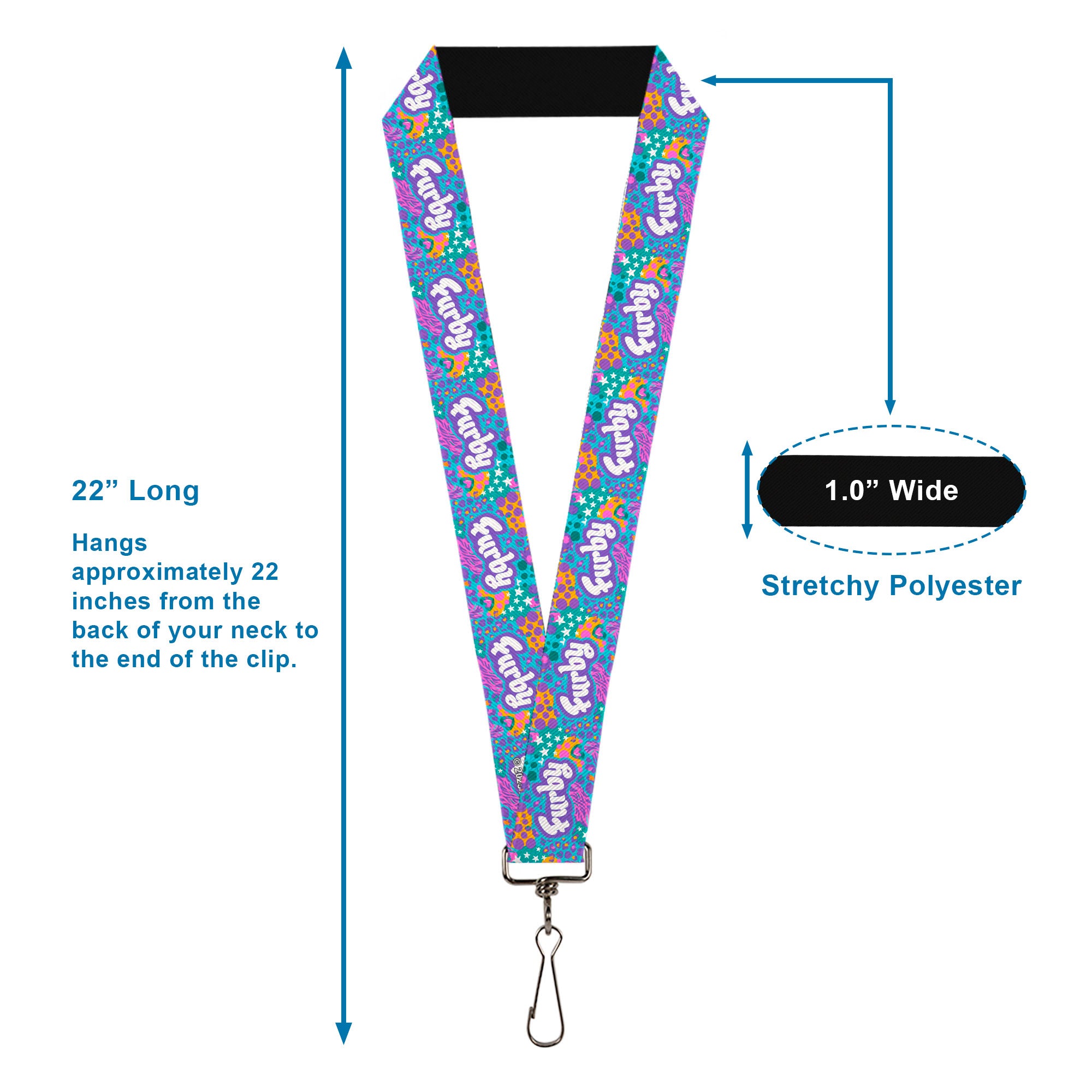 Lanyard - 1.0" - FURBY Title Logo and Fur Prints Collage Multi Color/White Lanyards Furby
