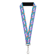 Lanyard - 1.0" - FURBY Title Logo and Fur Prints Collage Multi Color/White Lanyards Furby