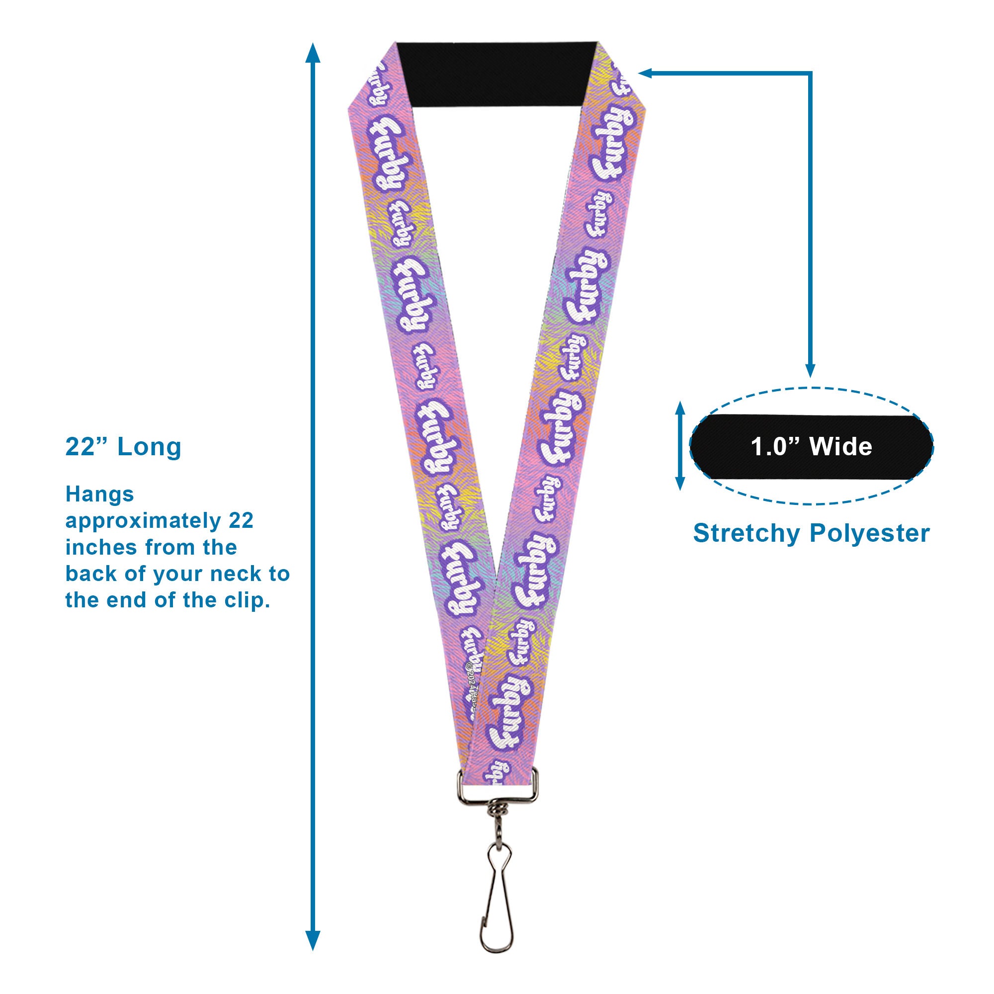Lanyard - 1.0" - FURBY Title Logo Fur Print White/Lavender/Purple Lanyards Furby