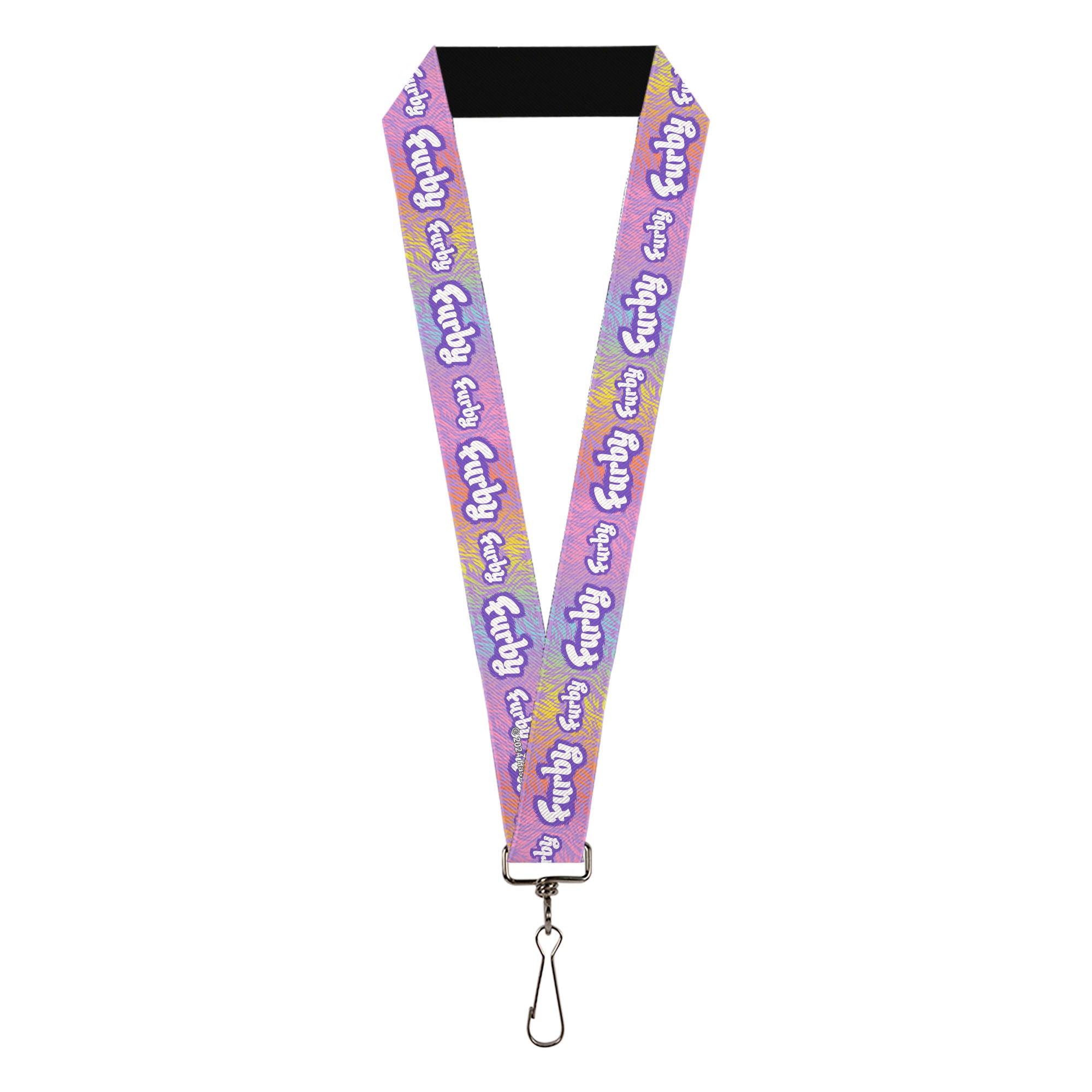 Lanyard - 1.0" - FURBY Title Logo Fur Print White/Lavender/Purple Lanyards Furby
