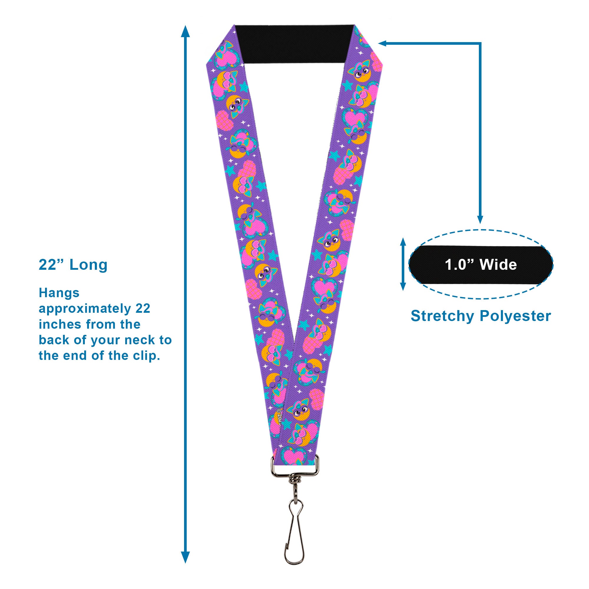 Lanyard - 1.0" - Fuby Furbmojis and Icons Collage Purple/Blues/Pinks Lanyards Furby