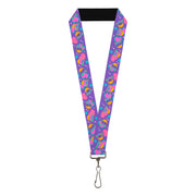 Lanyard - 1.0" - Fuby Furbmojis and Icons Collage Purple/Blues/Pinks Lanyards Furby