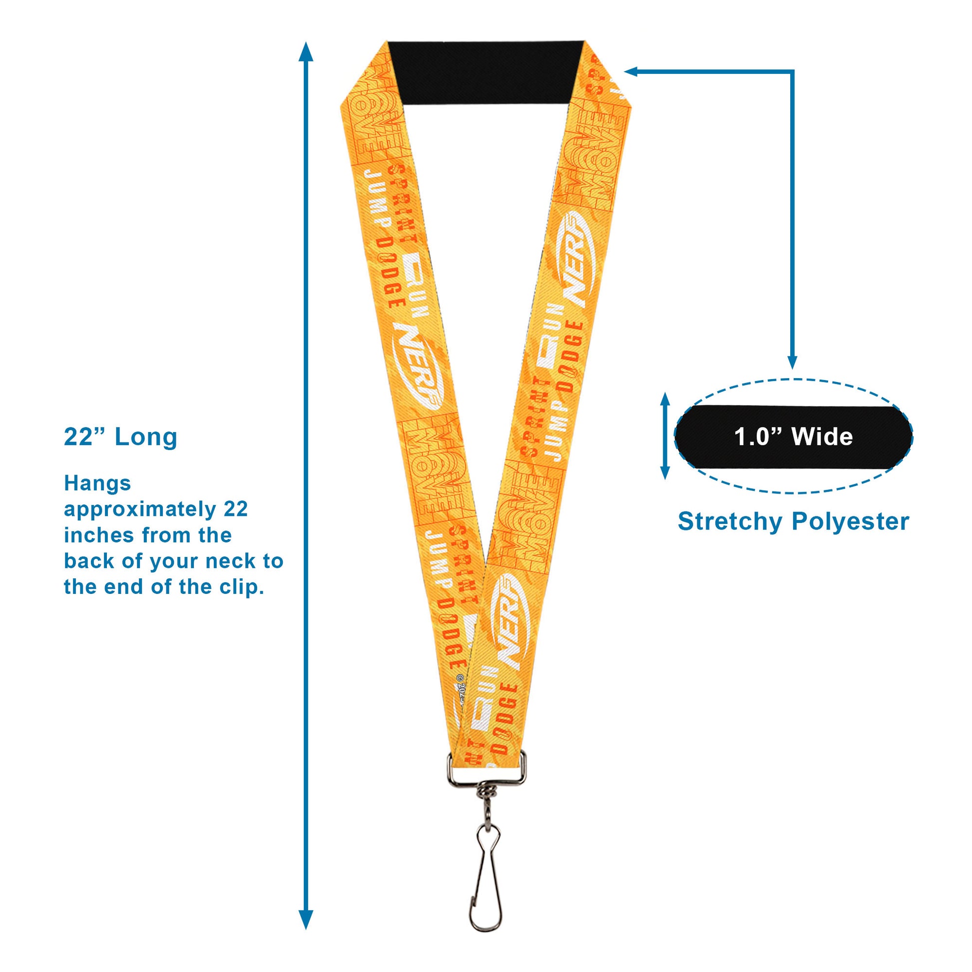 Lanyard - 1.0" - NERF Action Verbiage Collage Yellows/Orange/White Lanyards Nerf