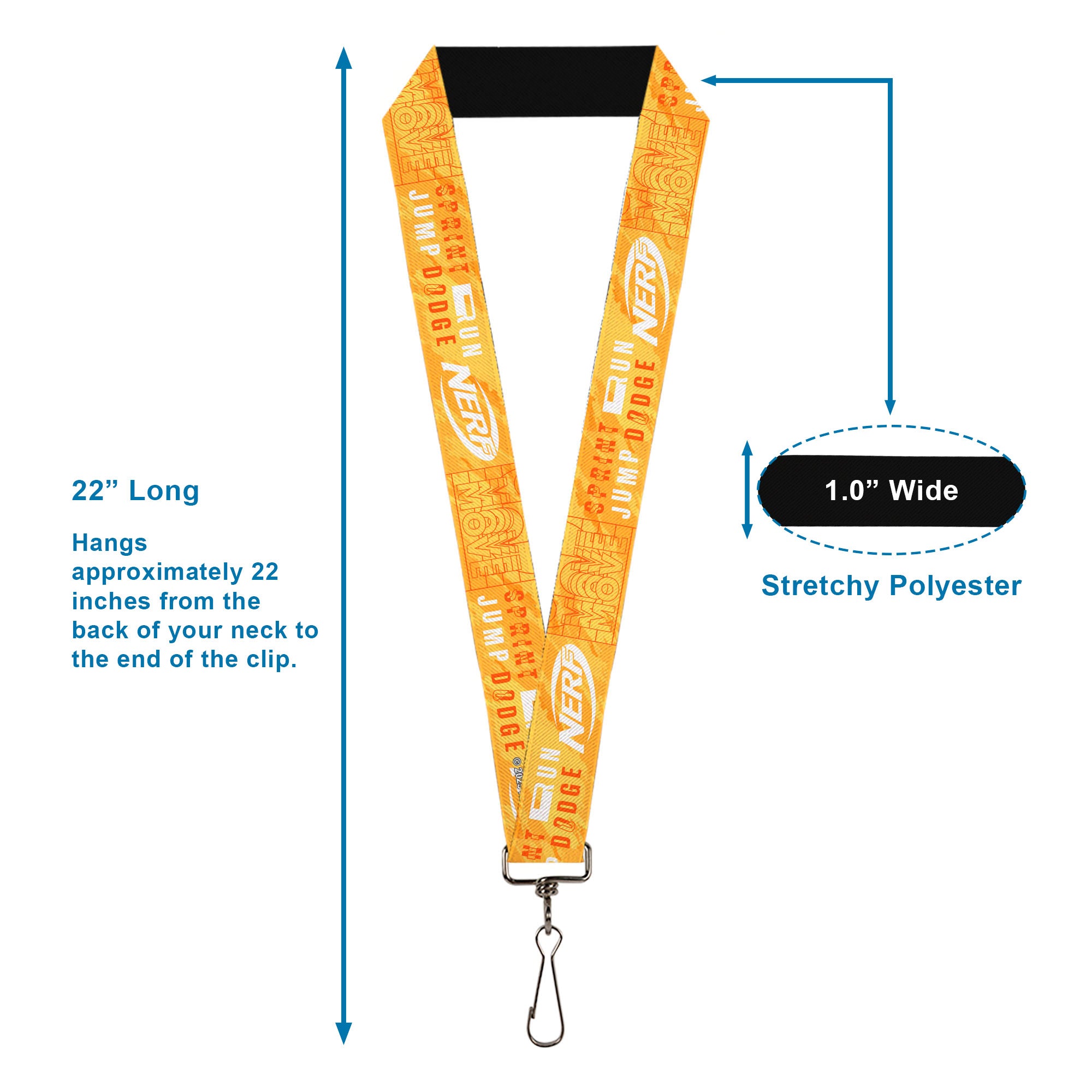 Lanyard - 1.0" - NERF Action Verbiage Collage Yellows/Orange/White Lanyards Nerf