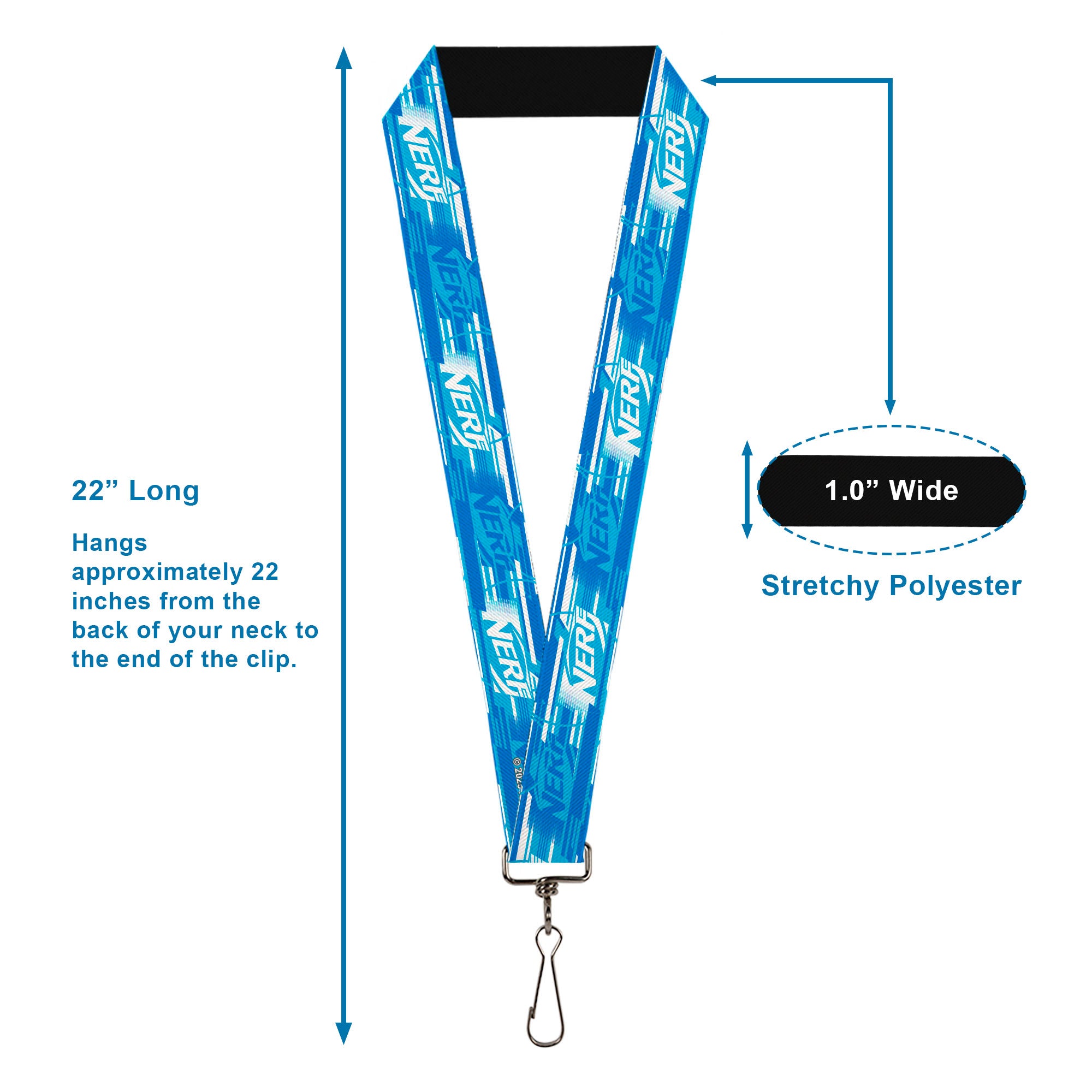 Lanyard - 1.0" - NERF Logo Streaks Blues/White Lanyards Nerf