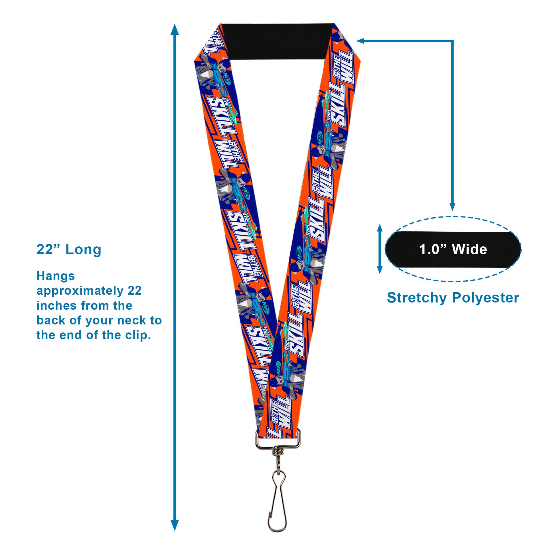 Lanyard - 1.0" - Nerf THE SKILL AND THE WILL Player Pose Orange/Blues Lanyards Nerf