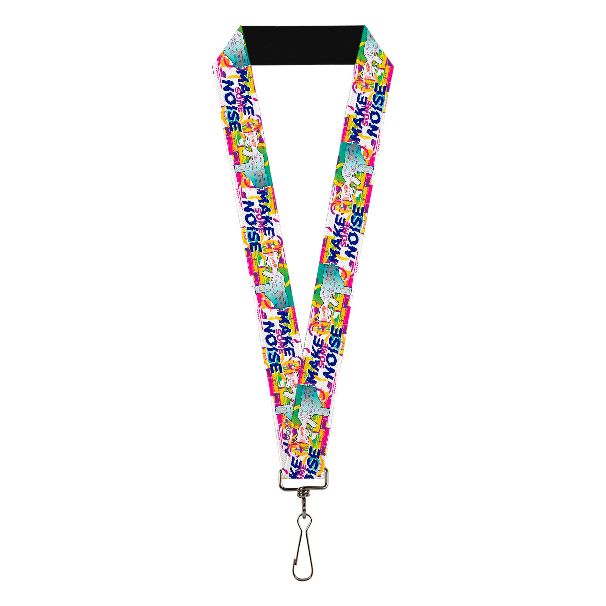 Lanyard - 1.0" - Nerf Blaster MAKE SOME NOISE White/Multi Color Lanyards Nerf