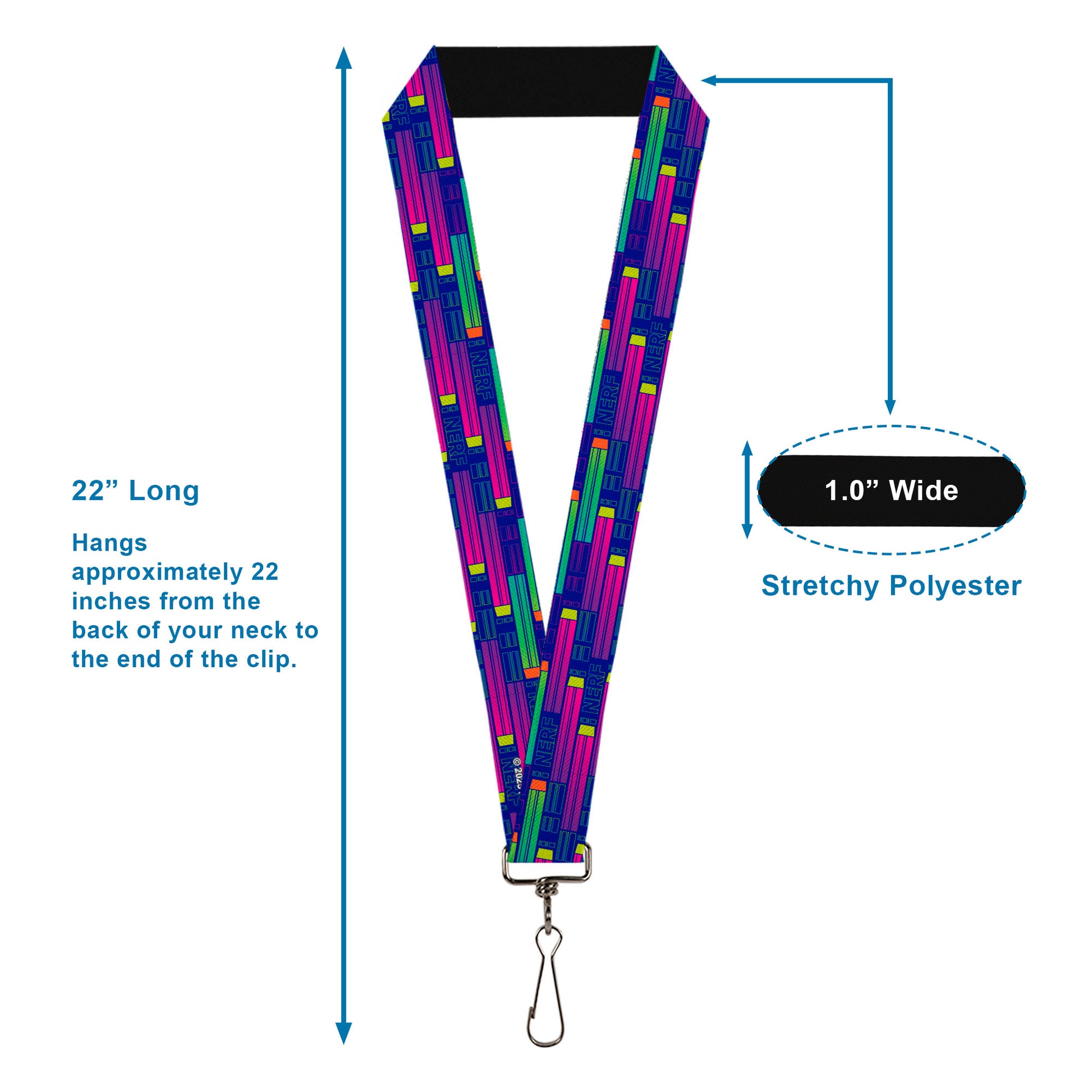 Lanyard - 1.0" - NERF Darts Collage Blue/Multi Color Lanyards Nerf