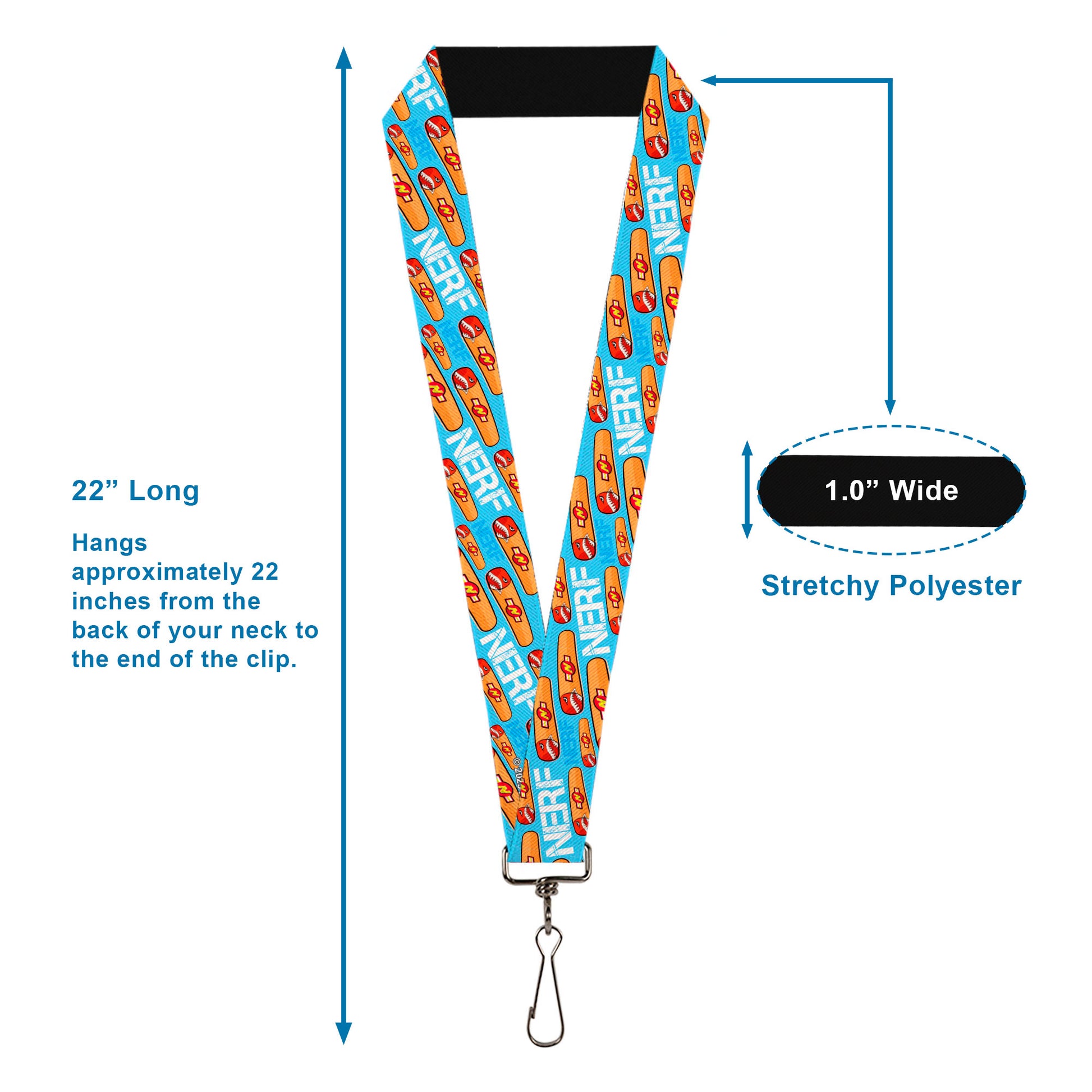 Lanyard - 1.0" - NERF Shark Darts and Text Blues/Oranges Lanyards Nerf